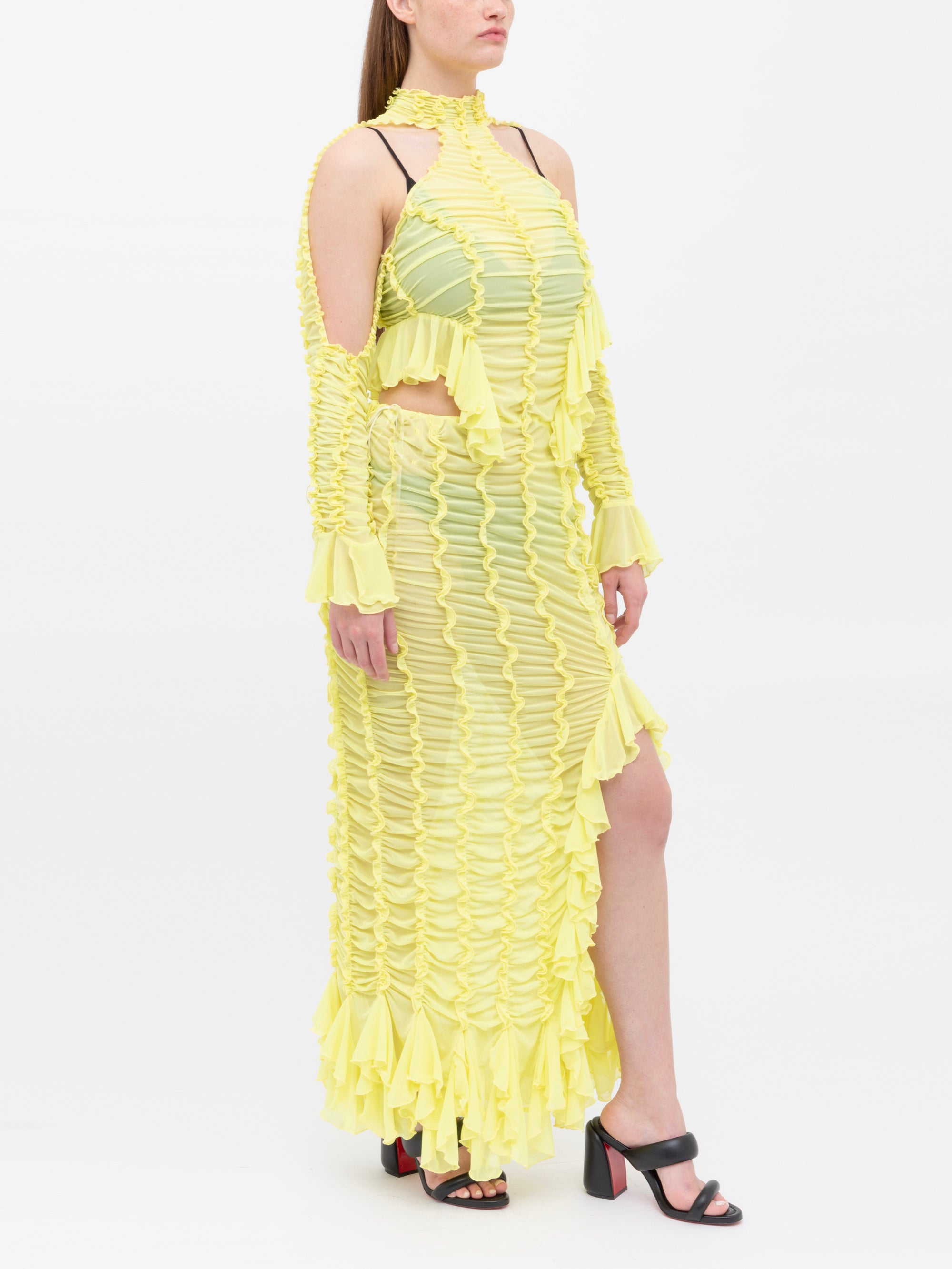 Ester Manas Signature Ruched Dress robe mimosa mesh