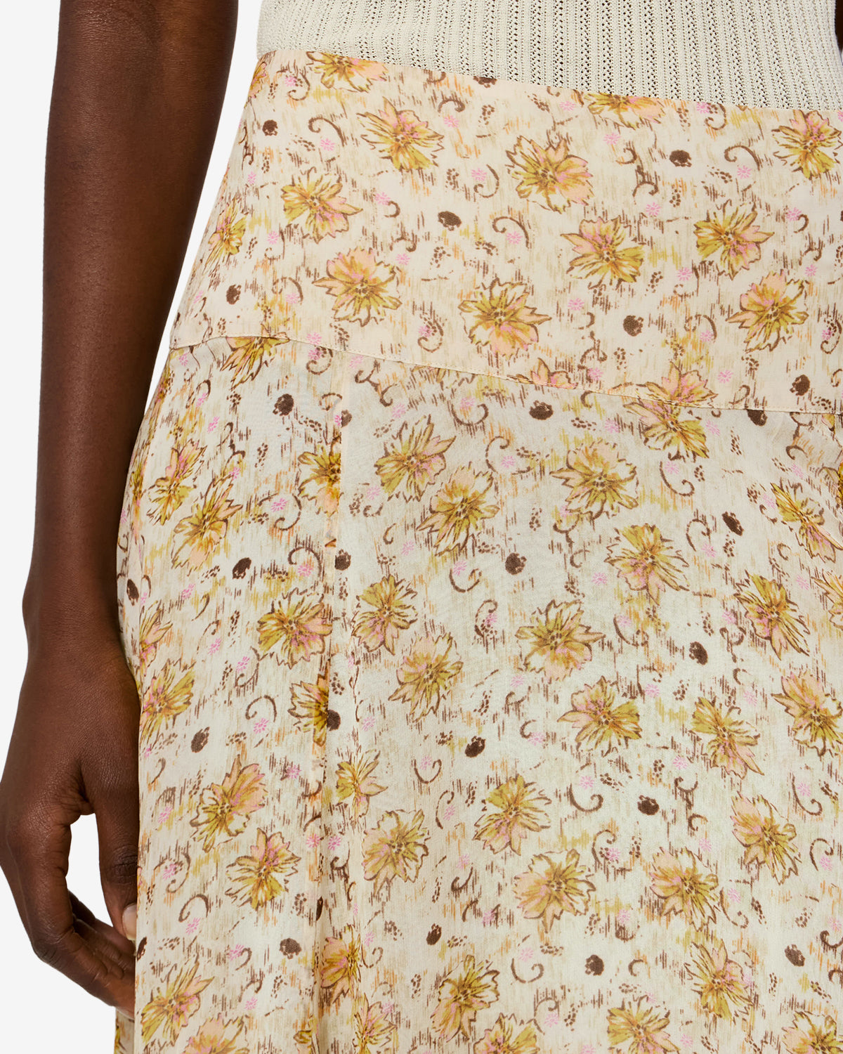 Isabel Marant Fran JU0540FA jupe longue jaune-écru imprimée