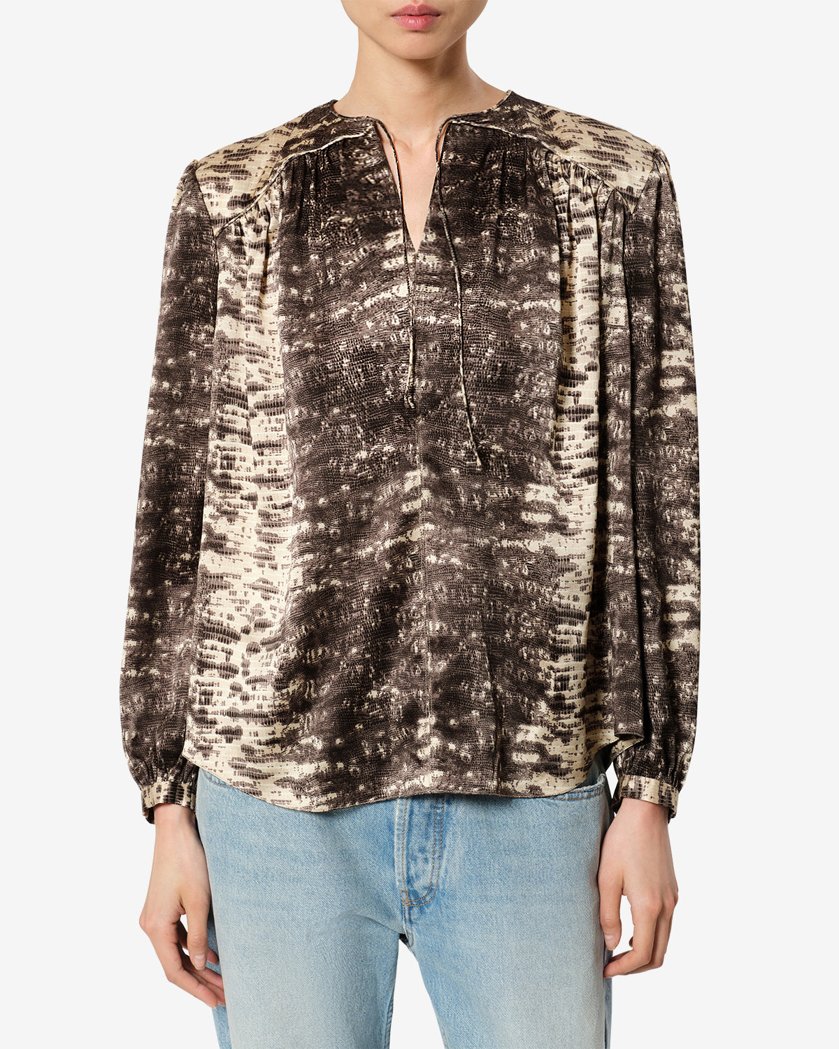 Isabel Marant Laraya blouse beige soie python