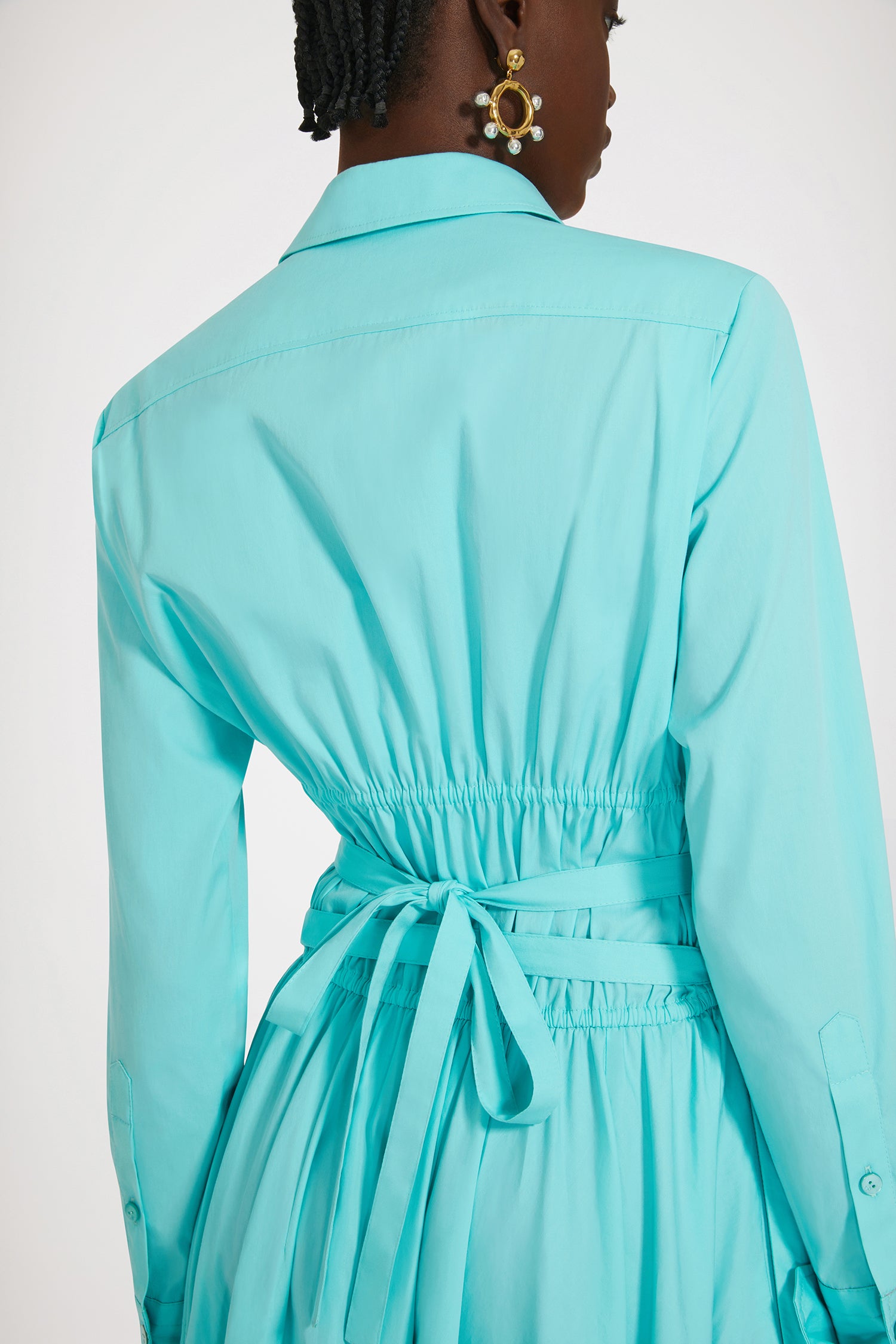 Patou DR135 robe chemise maxi Mint Green coton