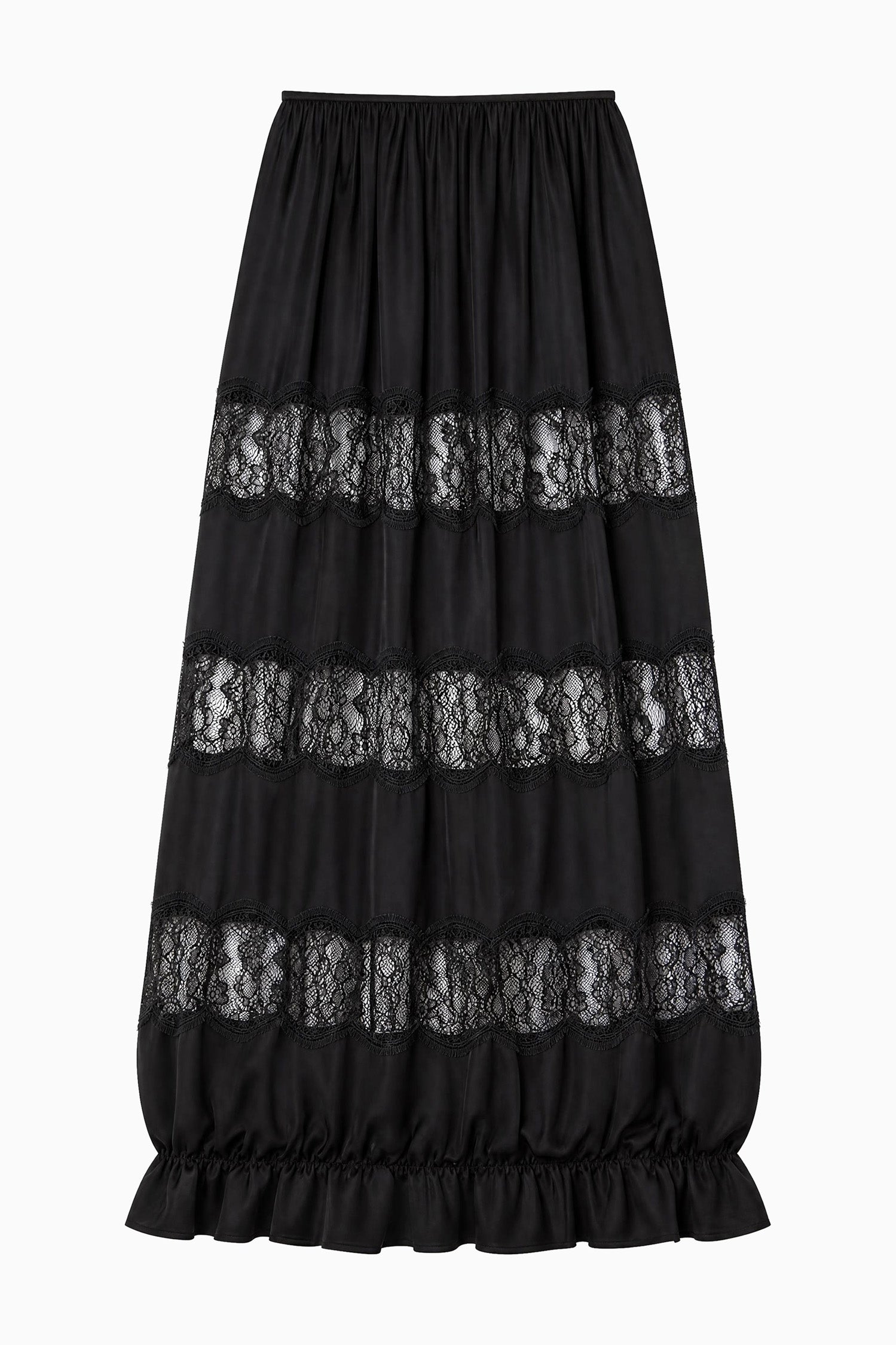 Ulla Johnson Chantal jupe midi Noir soie dentelle