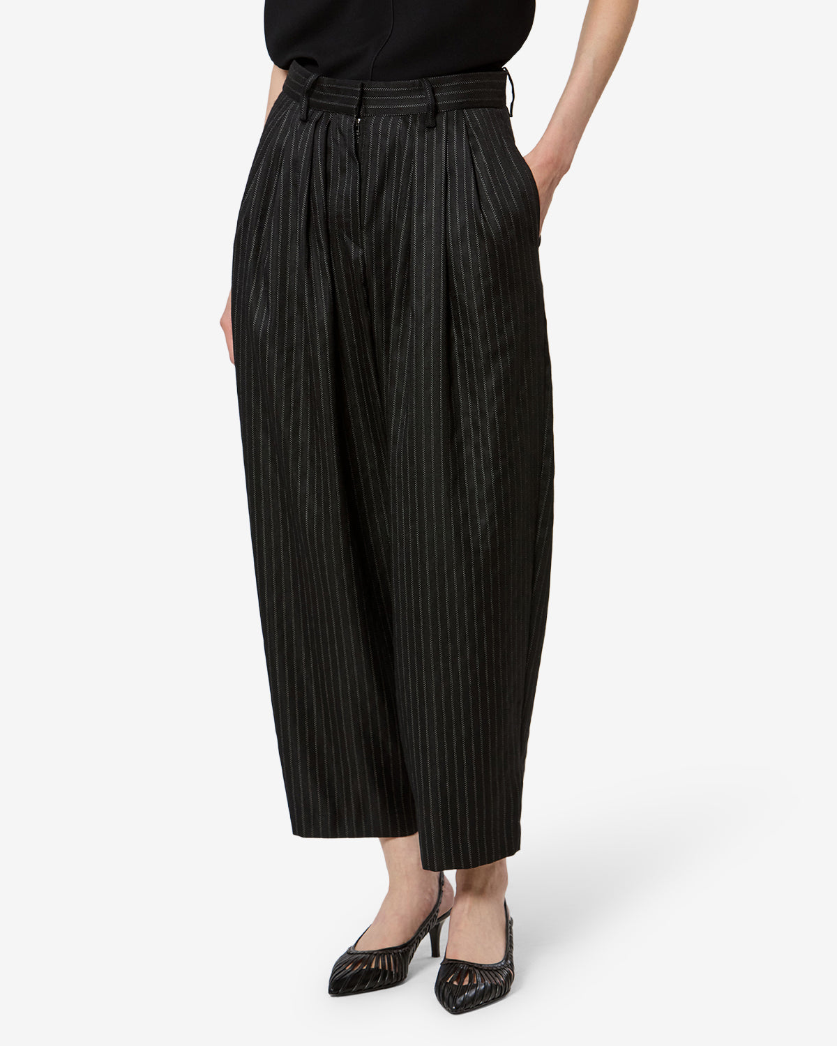 Isabel Marant Janice PA0613FC pantalon noir laine rayures