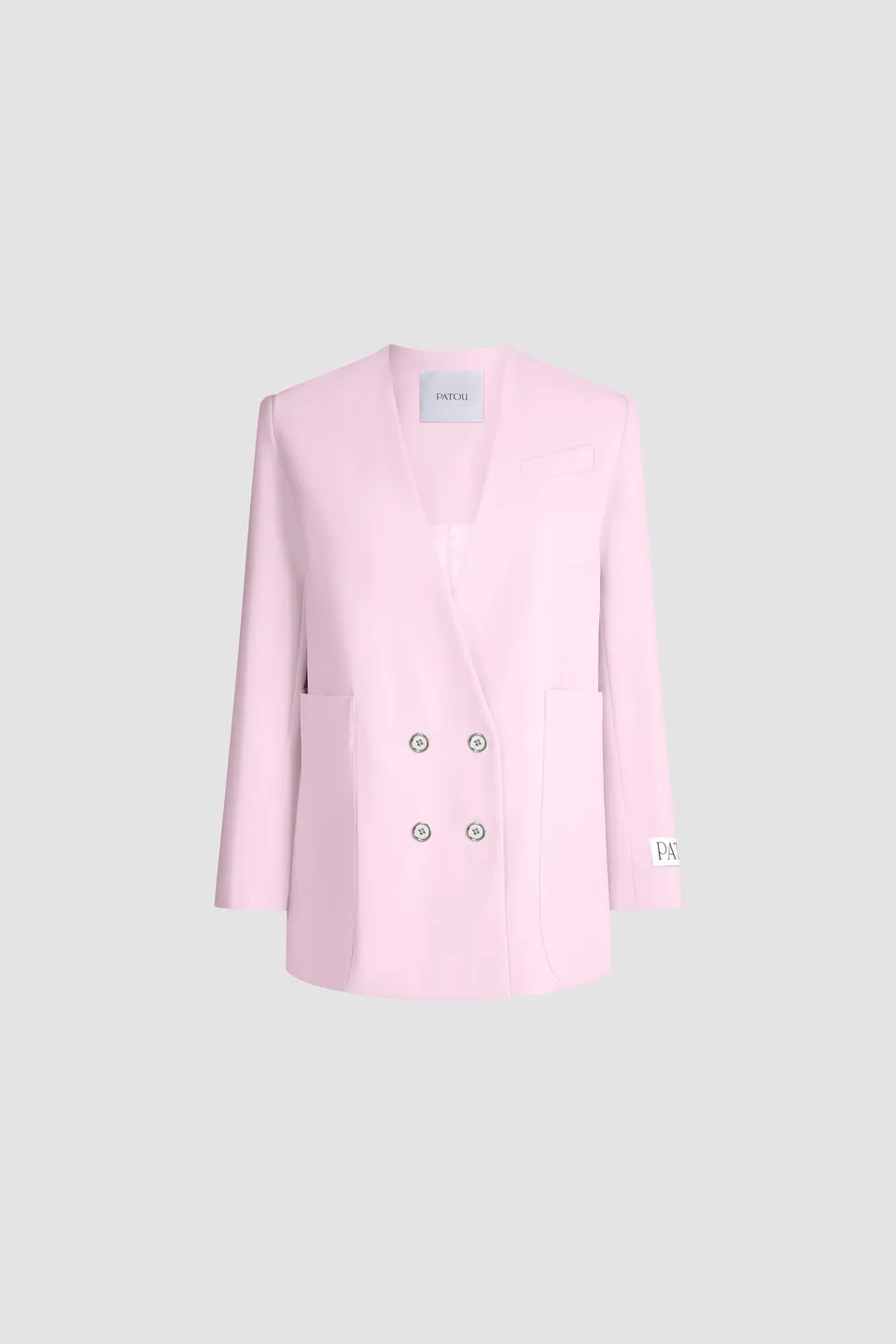 Patou P26JA002 veste croisée rose laine responsable