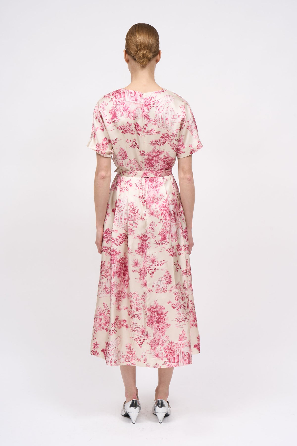 Paul & Joe Elisa robe twill soie Jouy midi ample ceinture