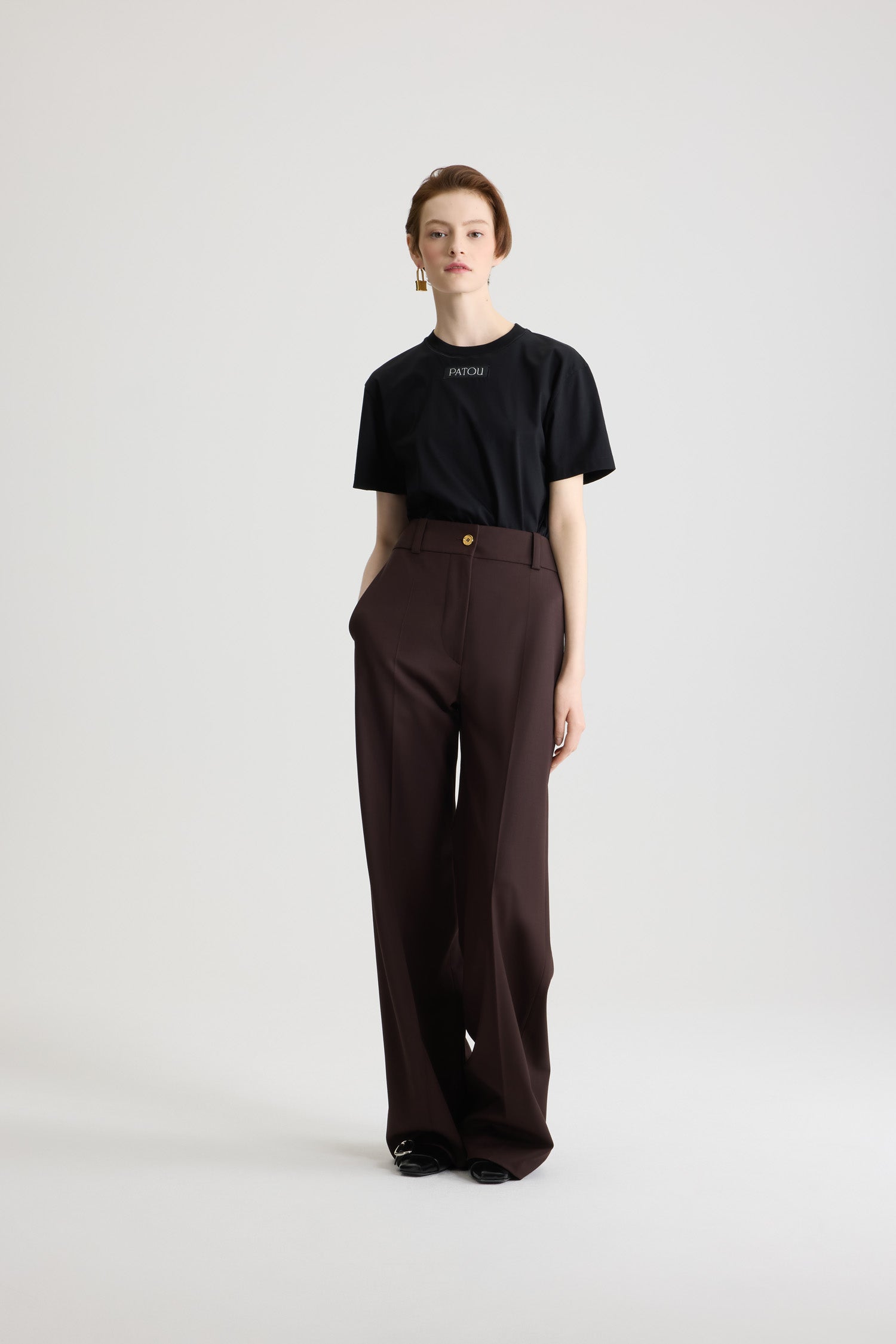 Patou TR054 pantalon évasé Smoked Ebony laine taille 38