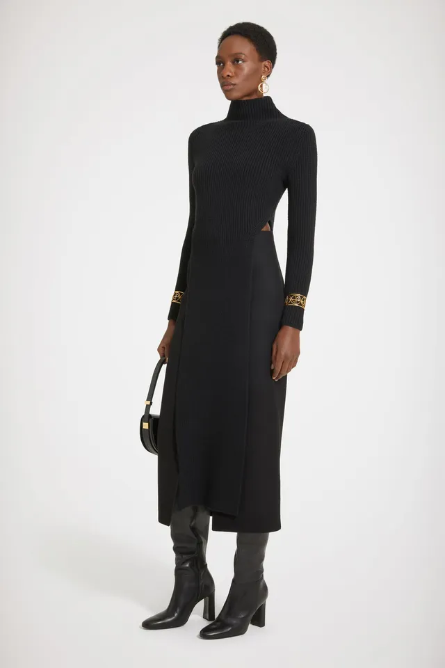 Patou H23KN1378040999B pull noir laine côtelée