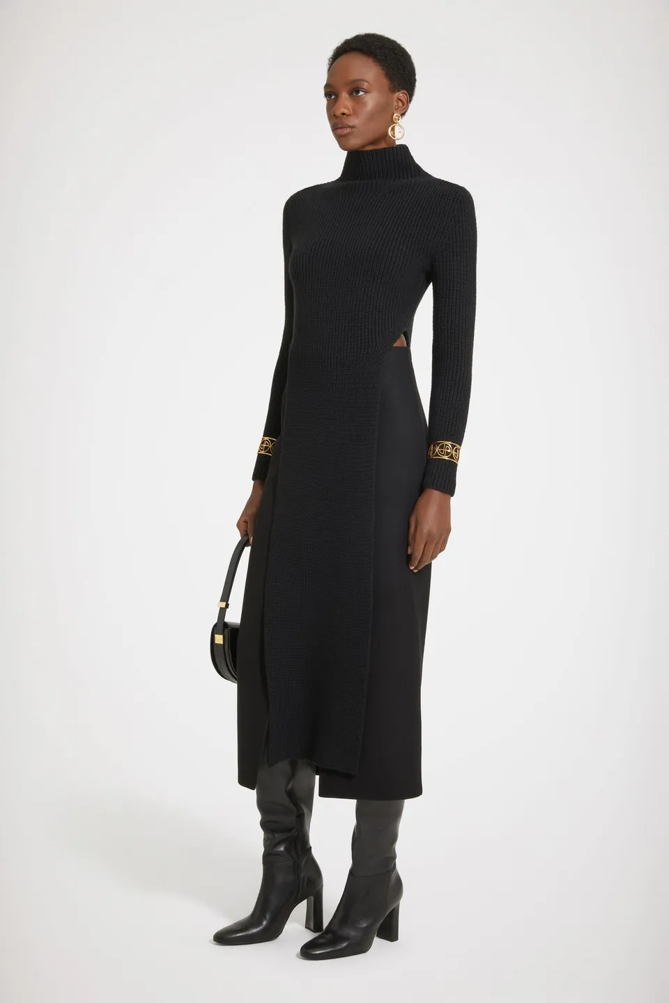 Patou H23KN1378040999B pull noir laine côtelée