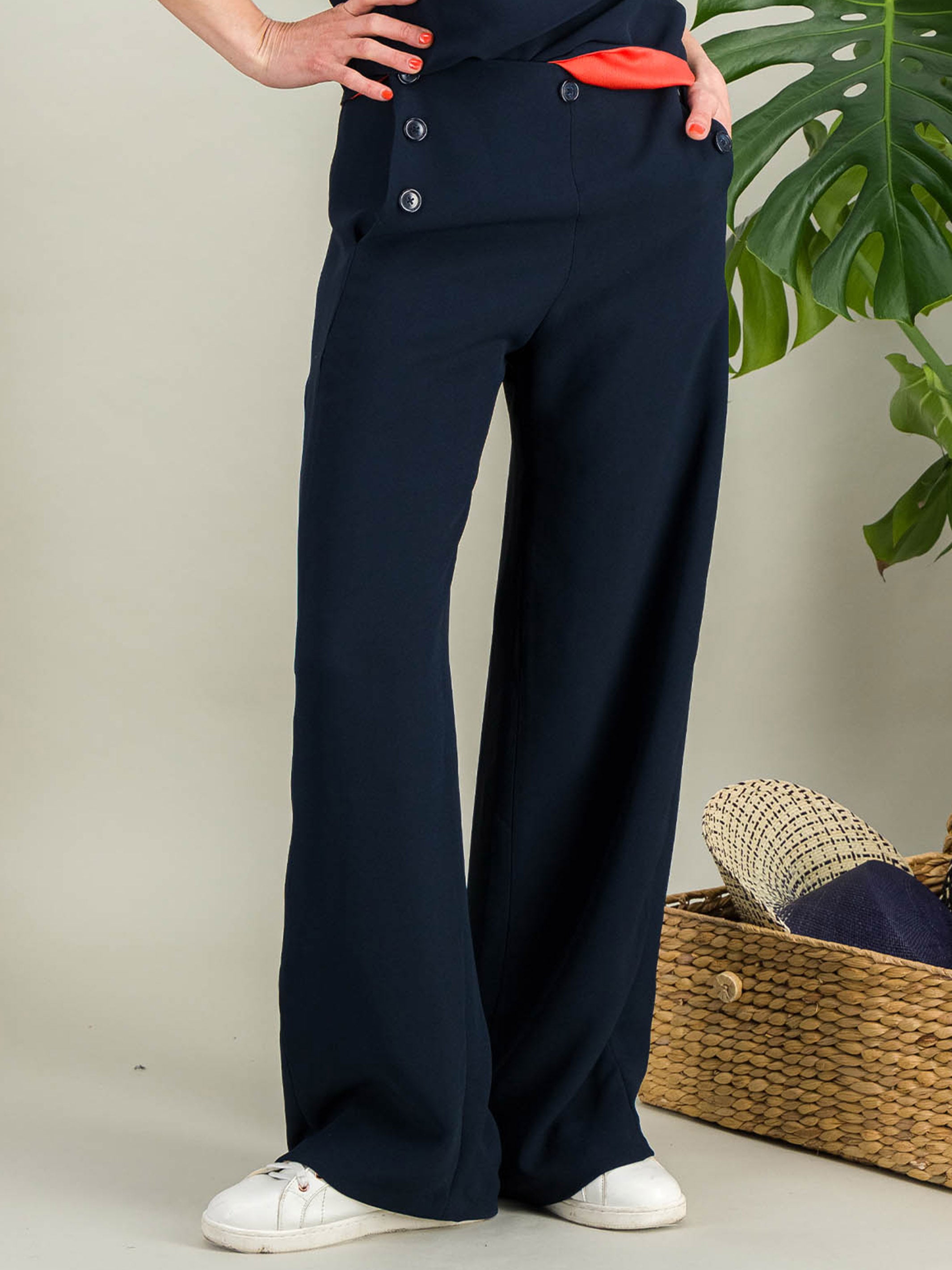 Anahide Saint André Matelot pantalon large bleu marine 34