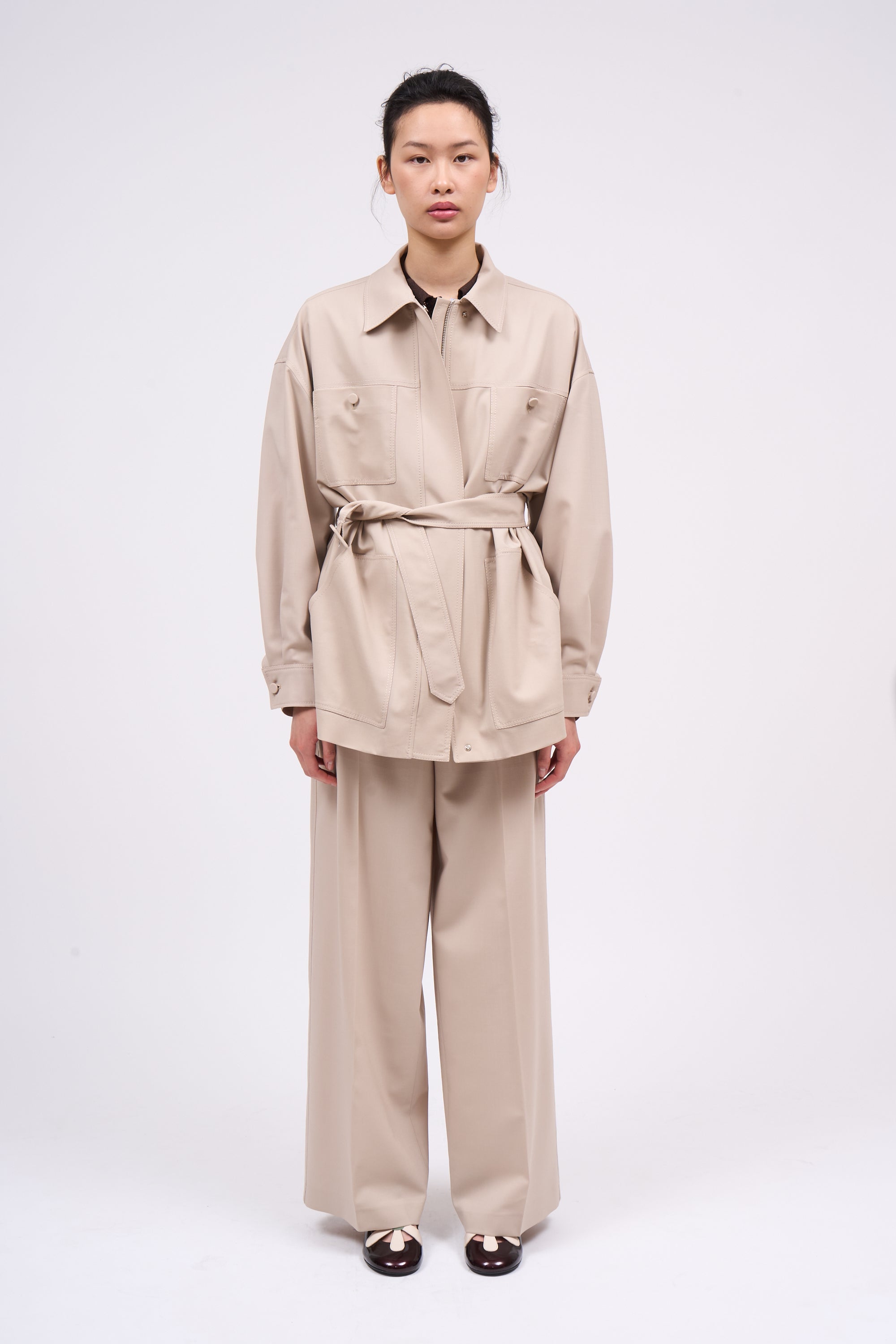 Paul & Joe veste saharienne Cordoue laine soie beige 36
