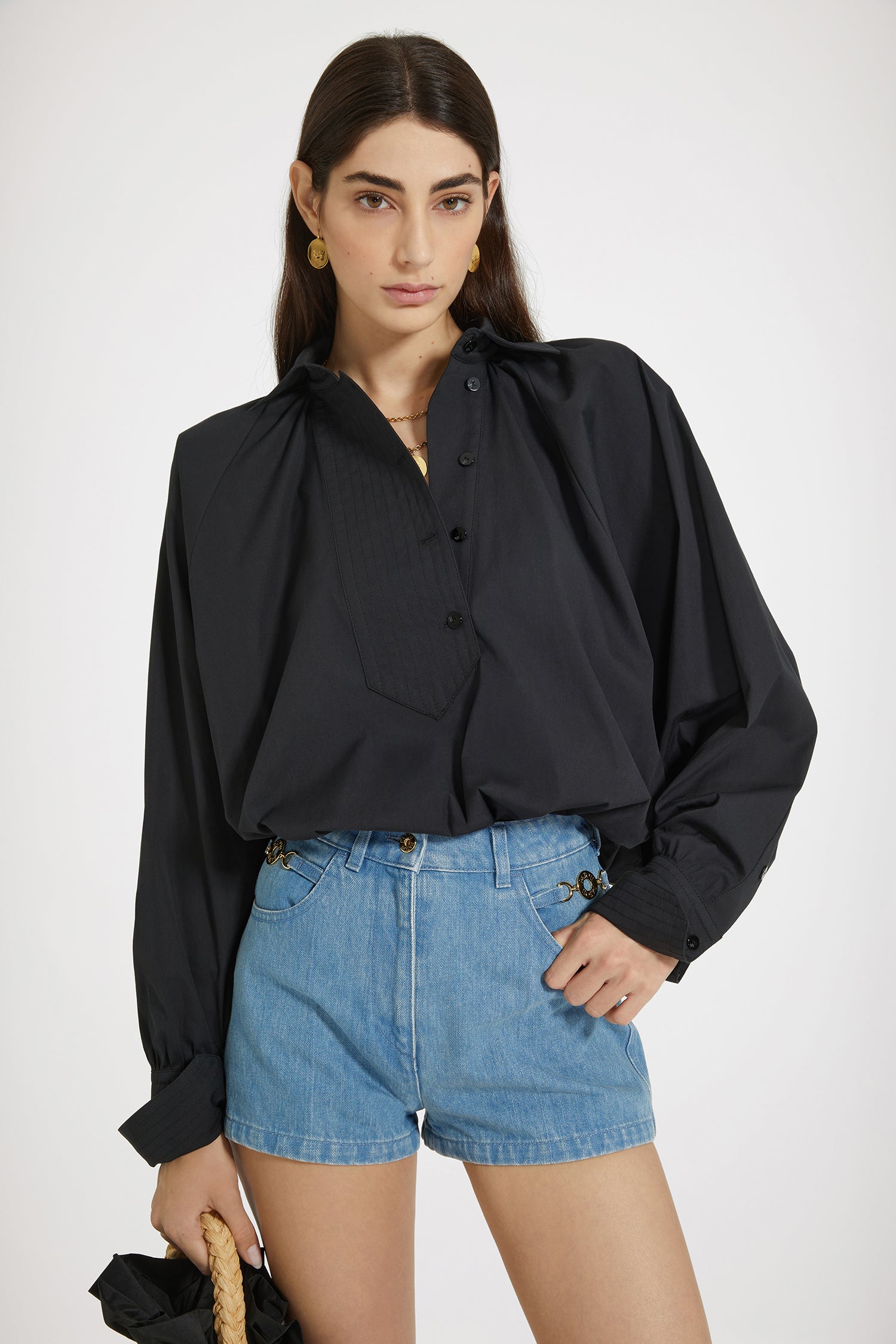 Patou Artist BL031 blouse coton noir popeline