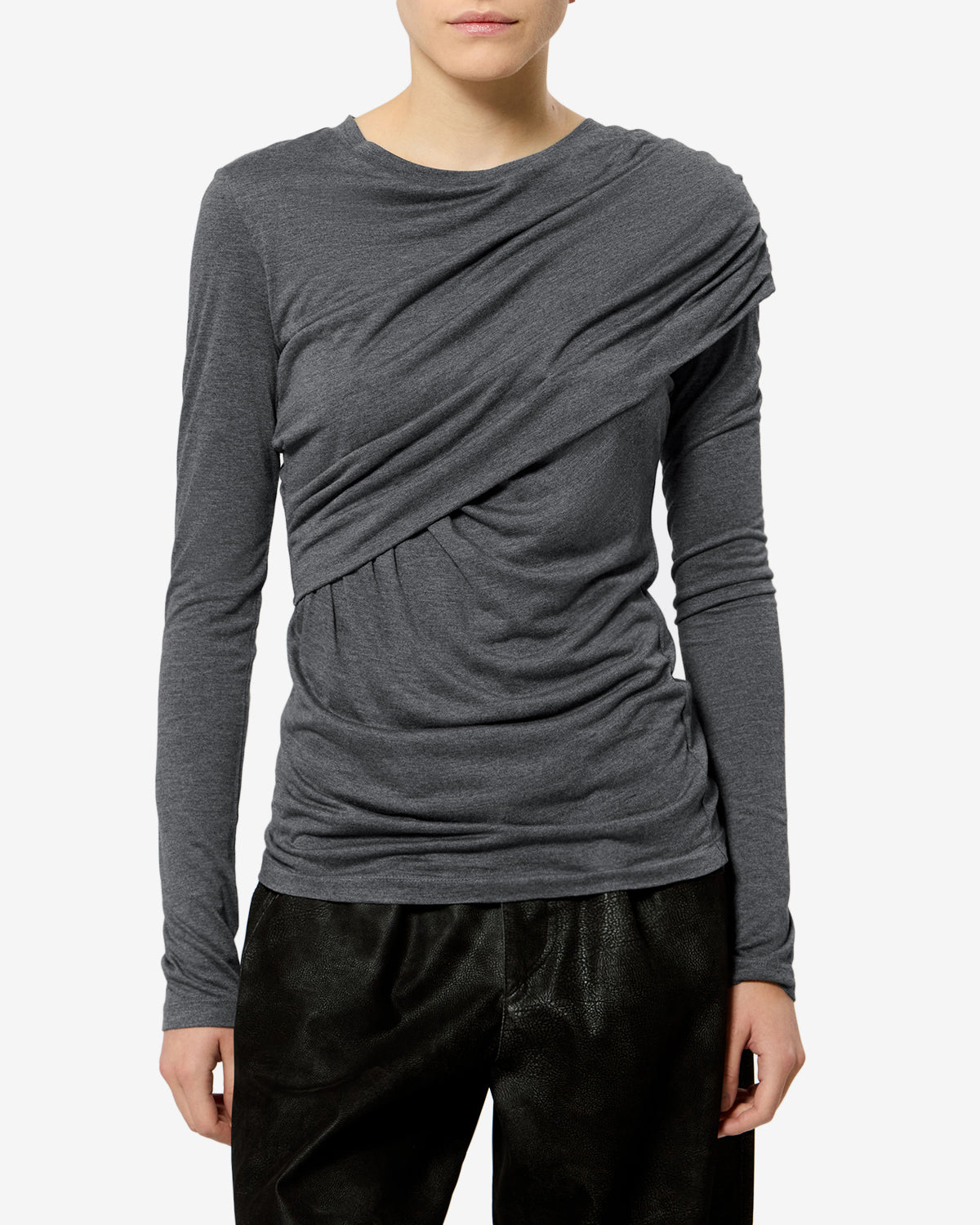 Isabel Marant Dressi HT0656FD top jersey gris drapé