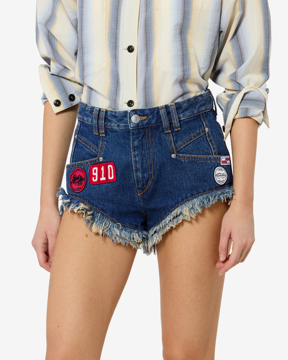 Isabel Marant Eneidala short denim bleu