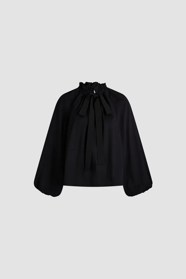 Patou JE262 top noir coton bio manches longues volume