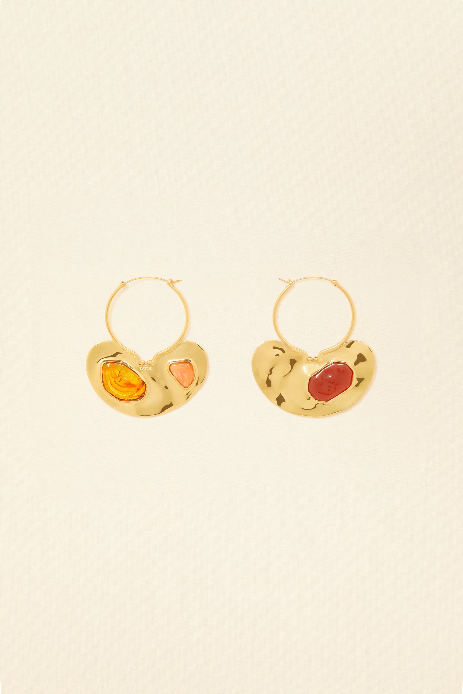 Patou Jewellery boucles d'oreilles créoles laiton pierres dorées TU