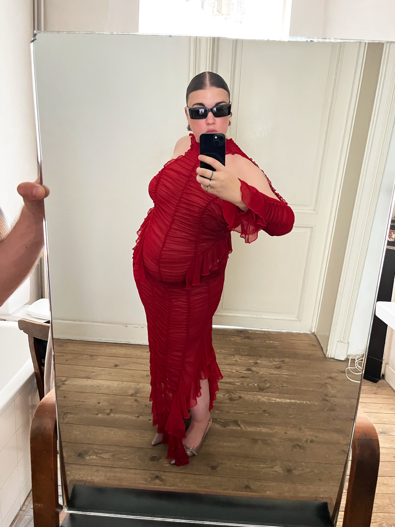 Ester Manas Drama robe rouge mesh grossesse 44/50