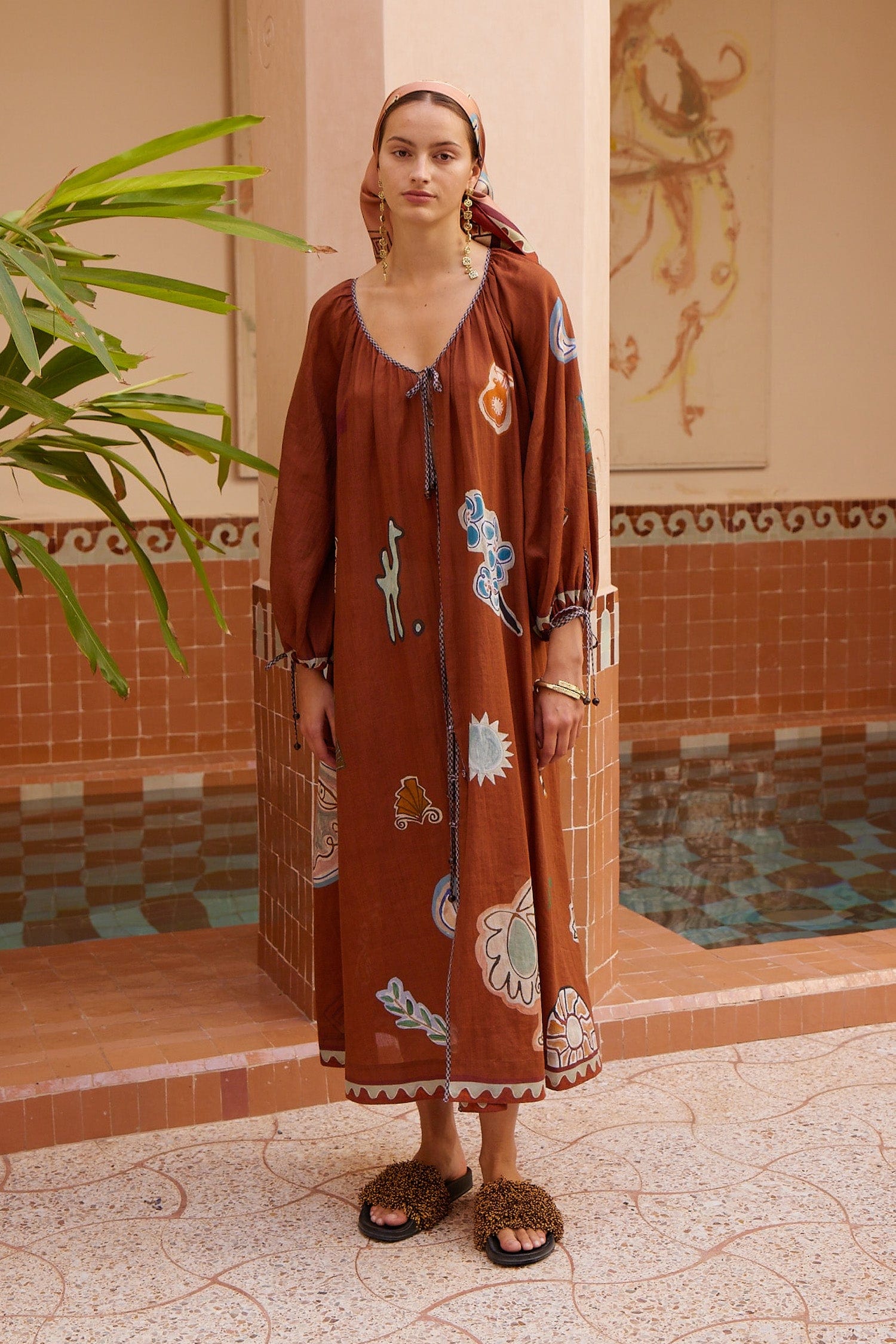 Alemaïs Laurence Tie Front Shirtdress robe midi ramie coton