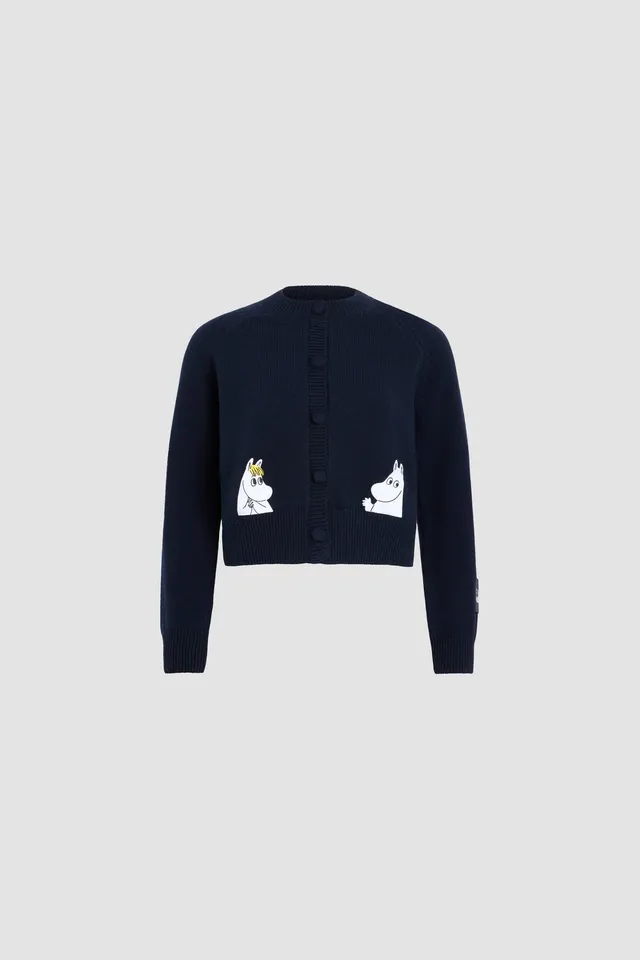 Patou KN311 cardigan Moomin bleu laine cachemire