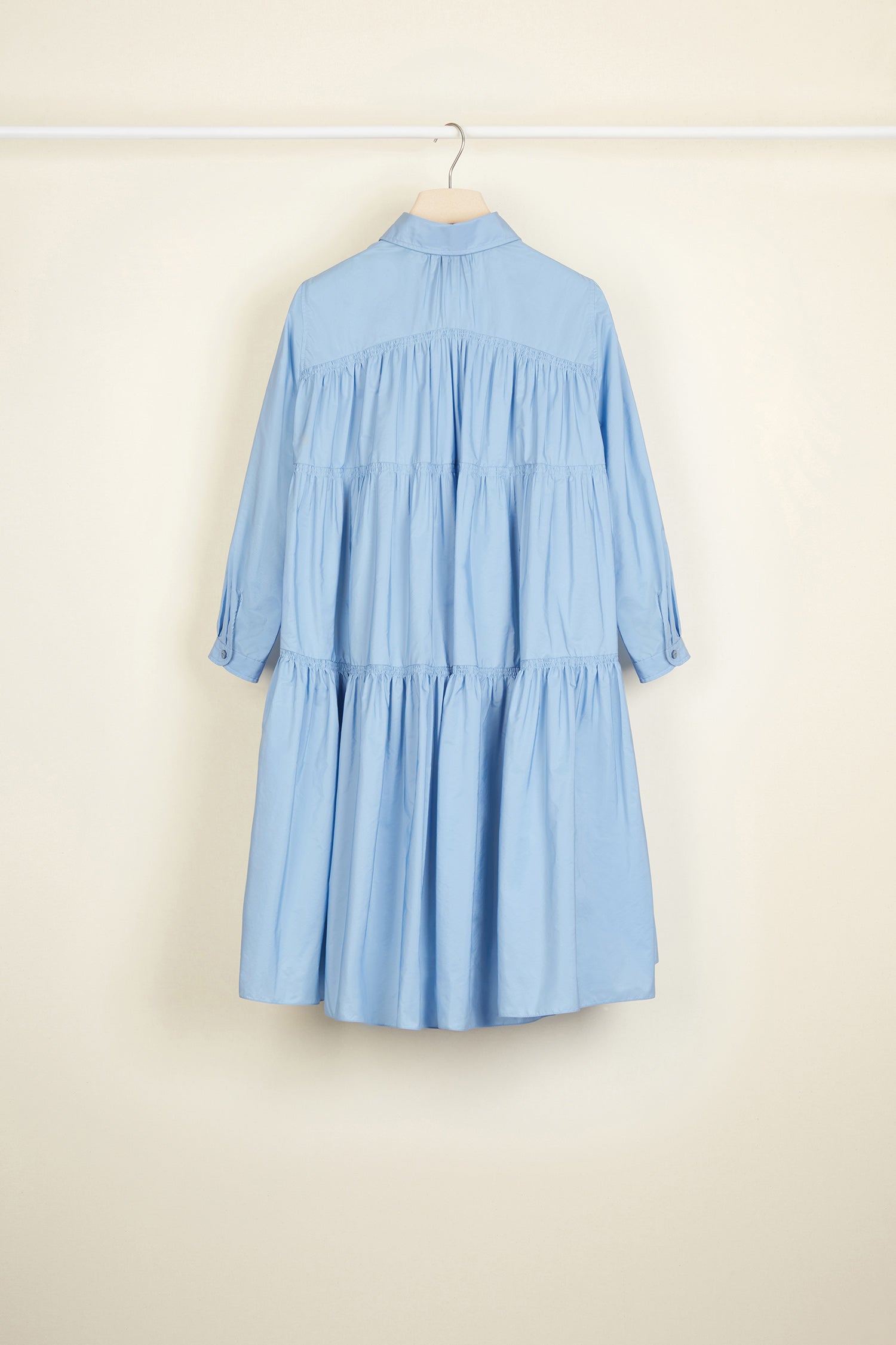 Patou Robes robe chemise faille P20DR030 bleue volants