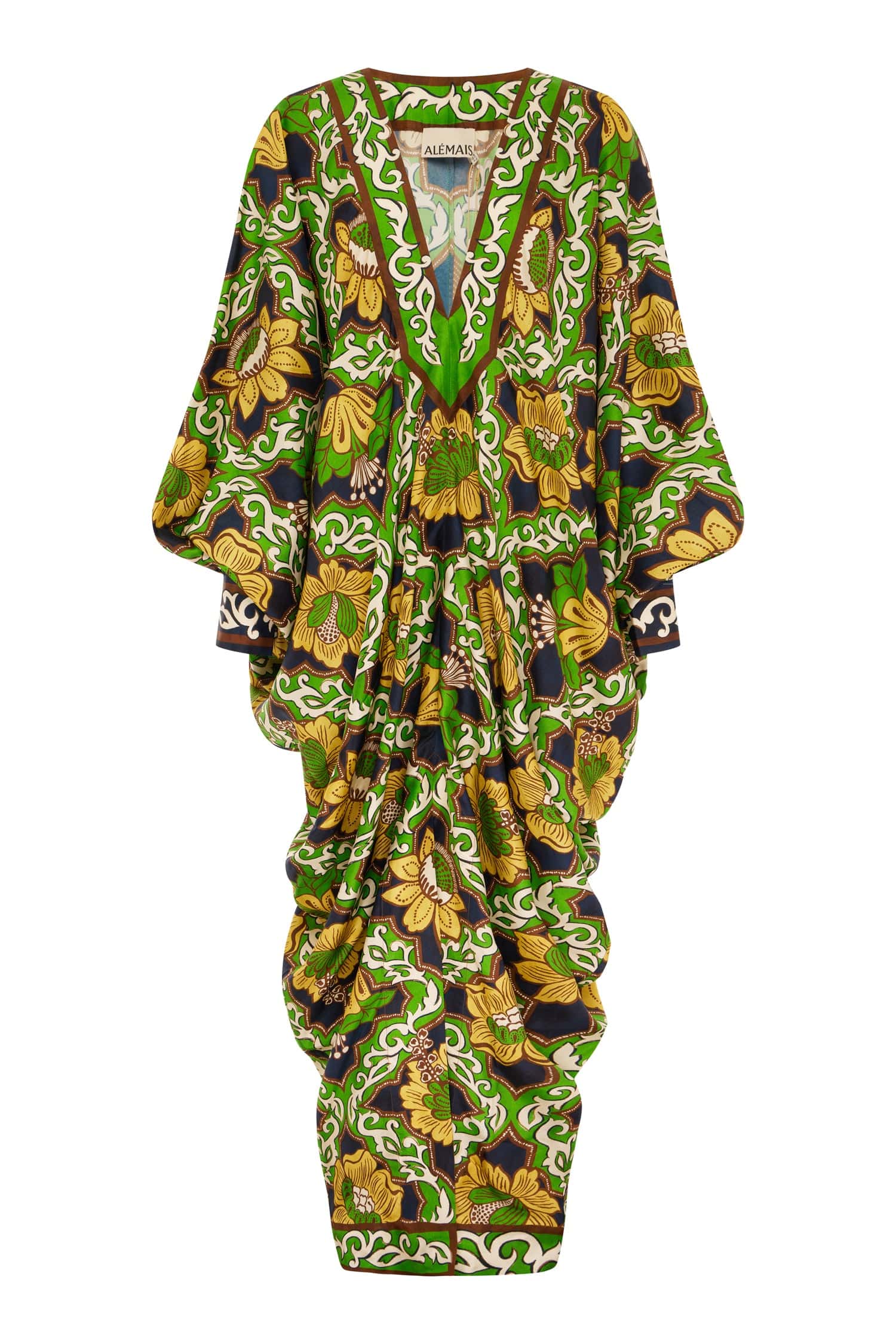 Alemaïs Liana V Neck Silk Midi robe midi soie taille 10