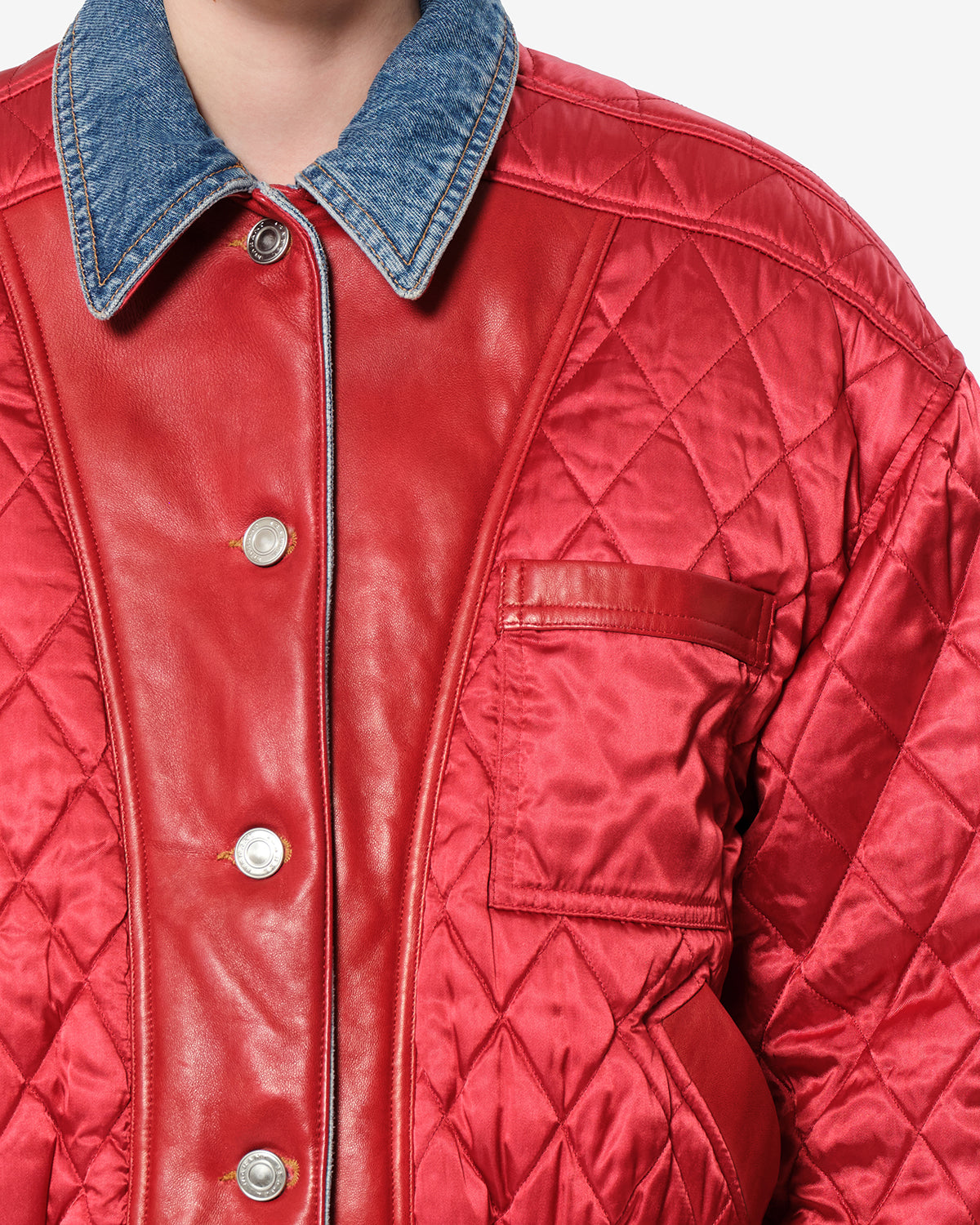 Isabel Marant Devyna VE0813FA-D4H04I veste rouge-bleu matelassé