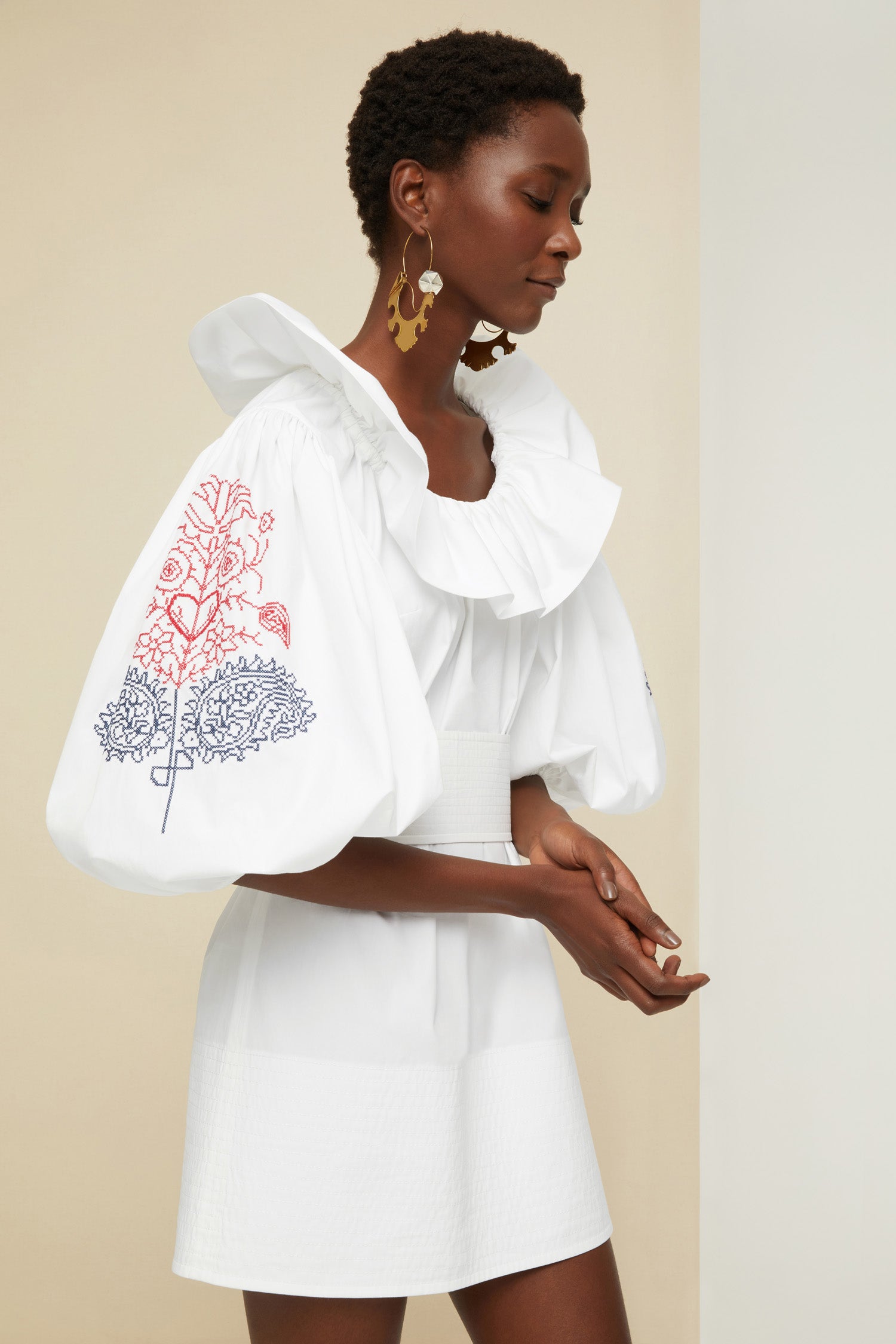 Patou Dresses P21DR0710017001W robe White mini coton bio brodée