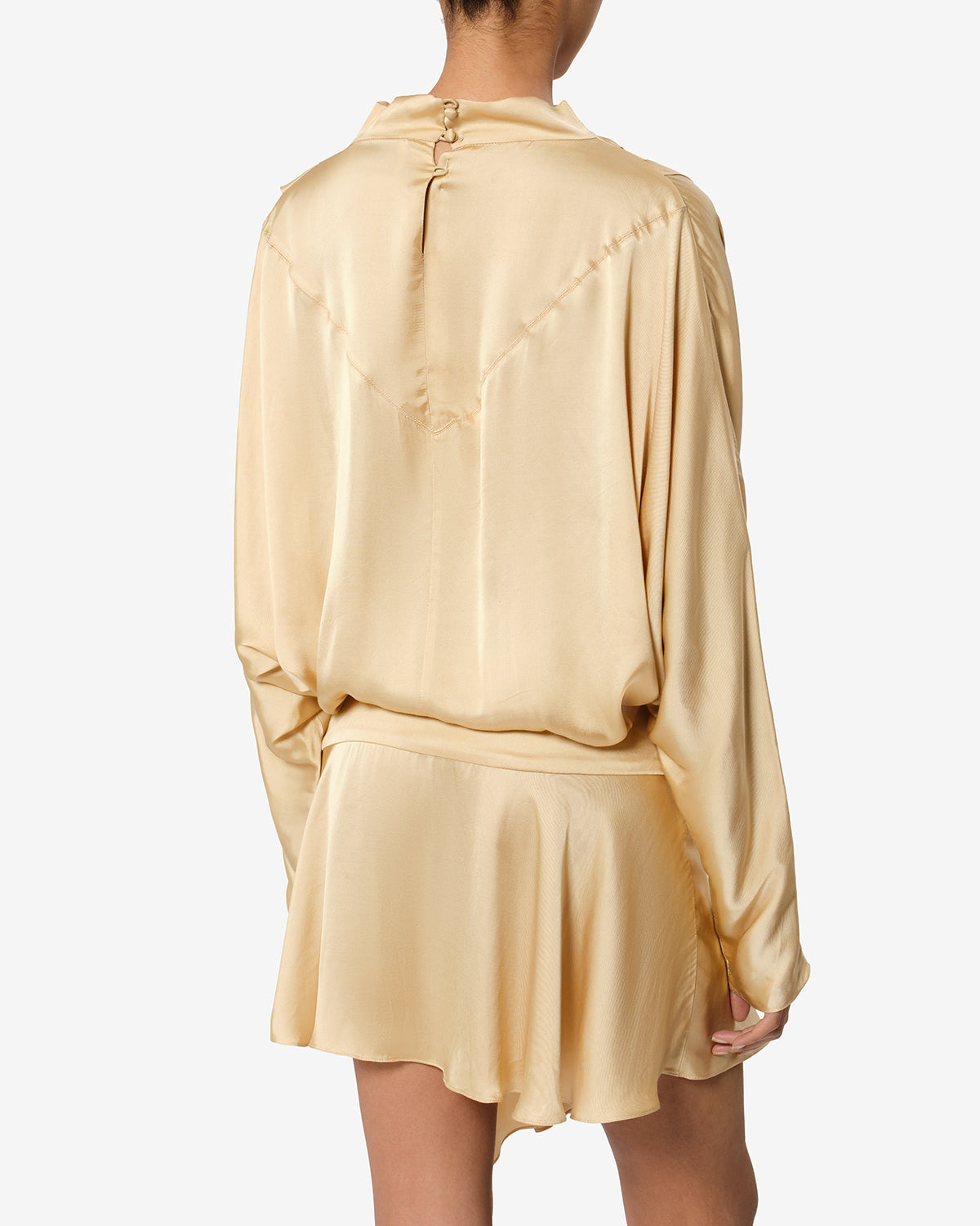 Isabel Marant Neline robe satin beige drapée courte