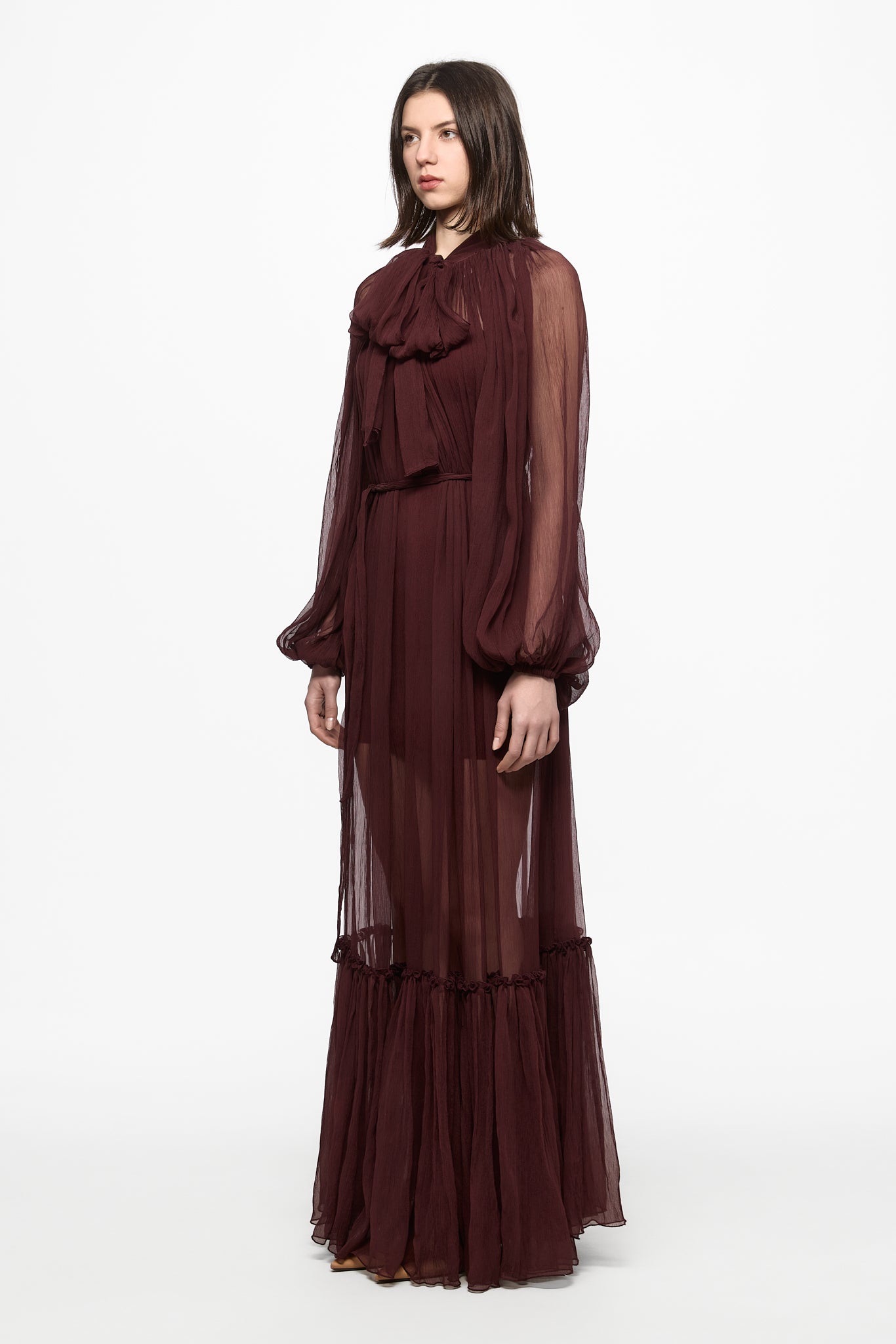 ATU Body Couture SILK Chiffon robe chemise S bordeaux