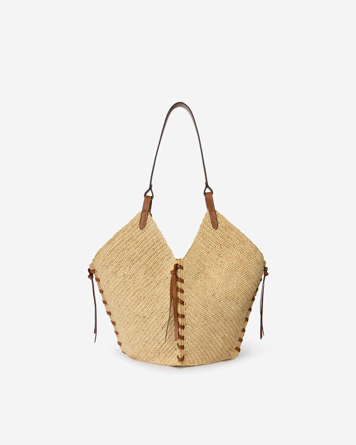 Isabel Marant Tampa sac raphia naturel-cognac 40 cm