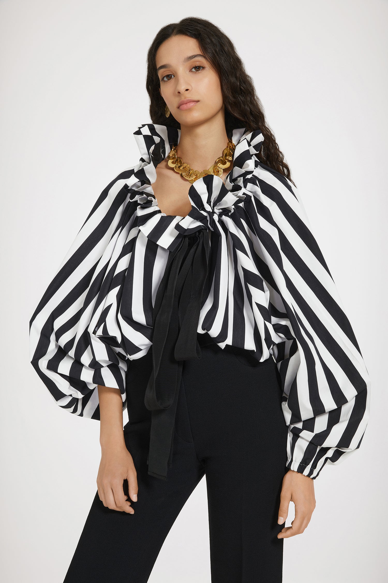 Patou Iconic P24TO017 top coton Mix Black Large Stripes