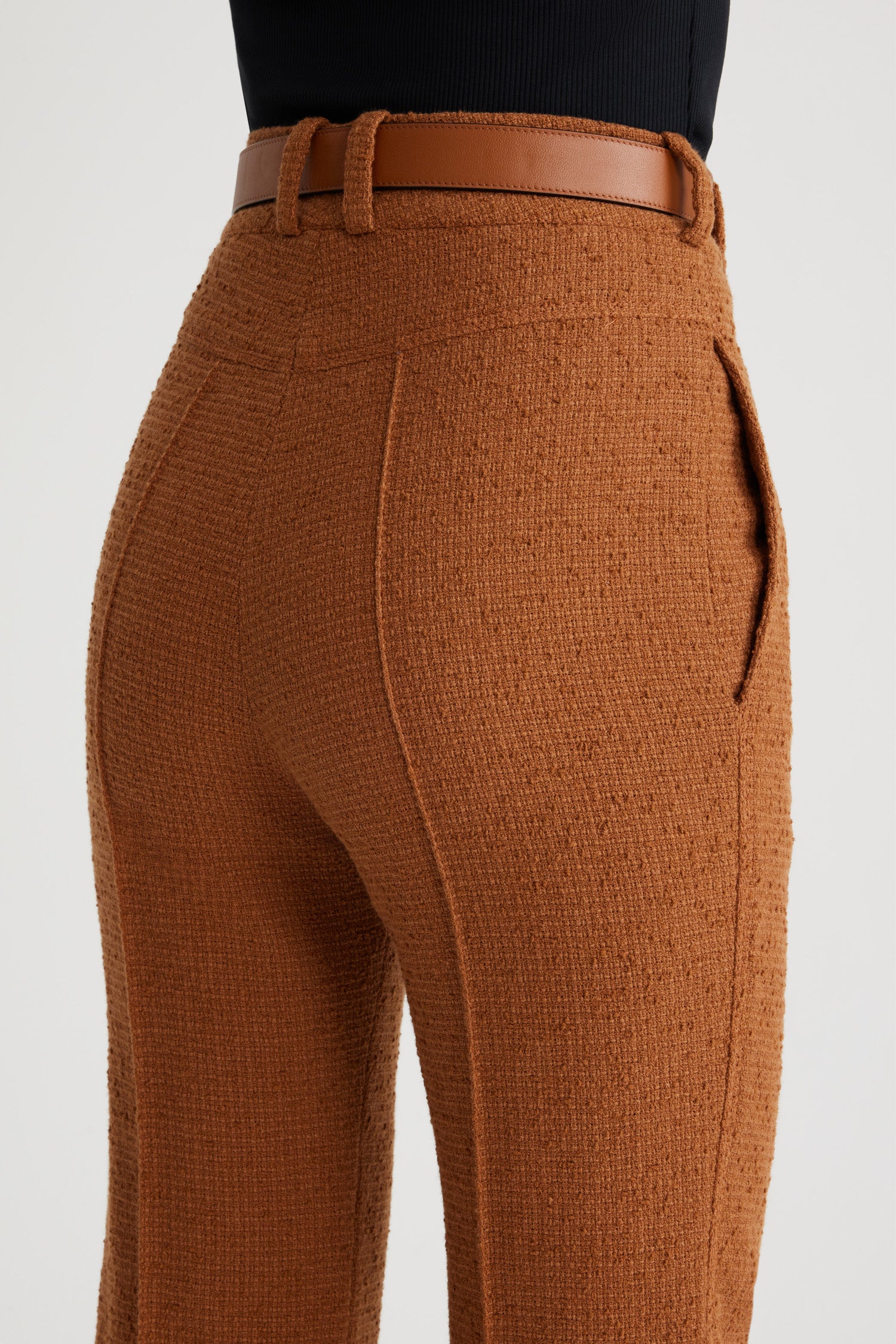 Patou H24TR0420185220A pantalon évasé tweed marron