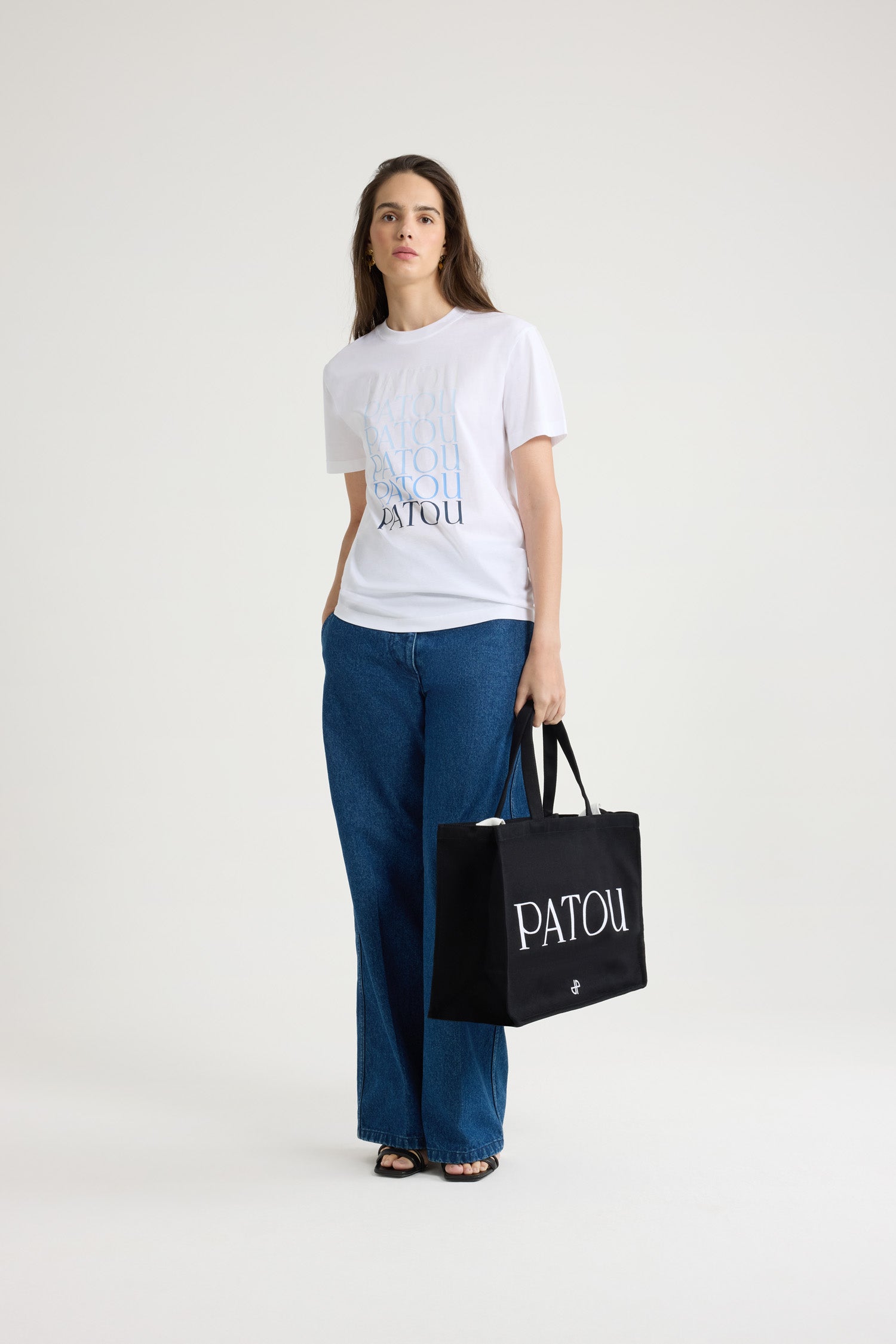 Patou JE112 t-shirt blanc coton bio logos dégradé