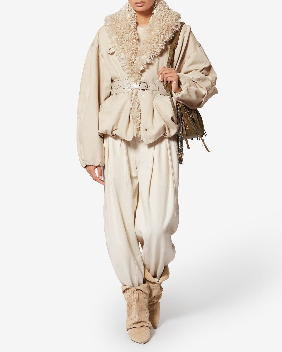 Isabel Marant Charone veste écru fausse fourrure