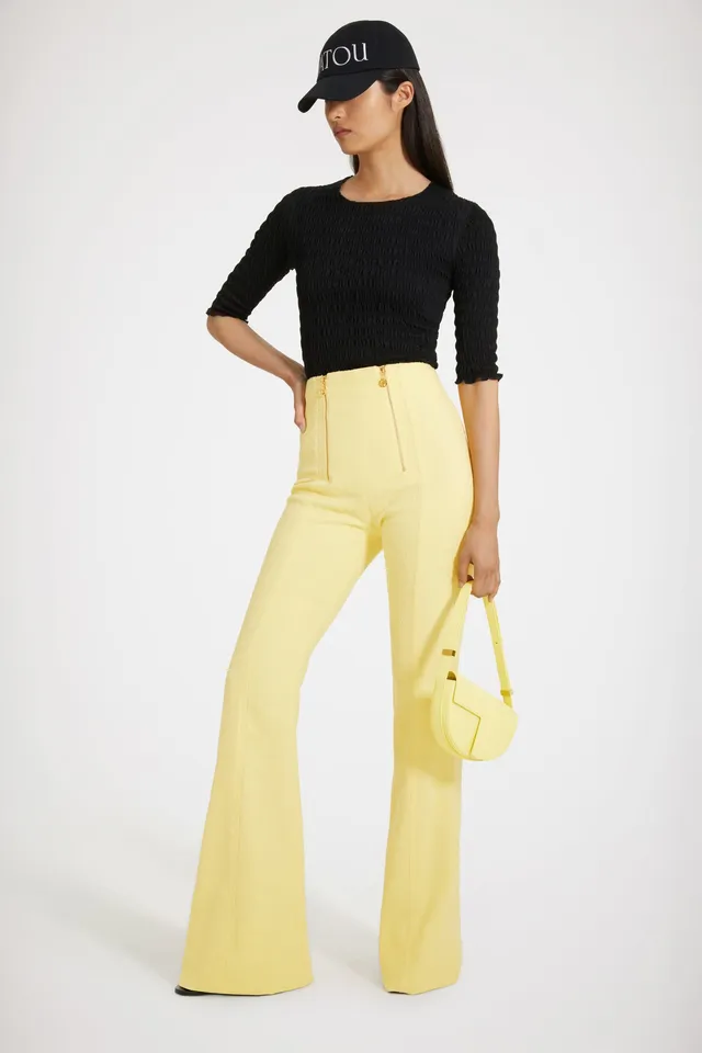 Patou Flared trousers pantalon tweed flare mimosa