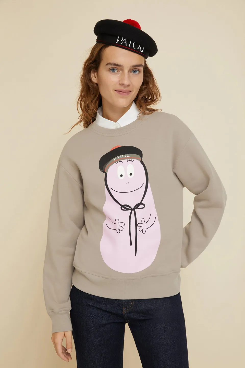 Patou JE047 Barbapapa Sweat coton bio Parchemin XS-XL