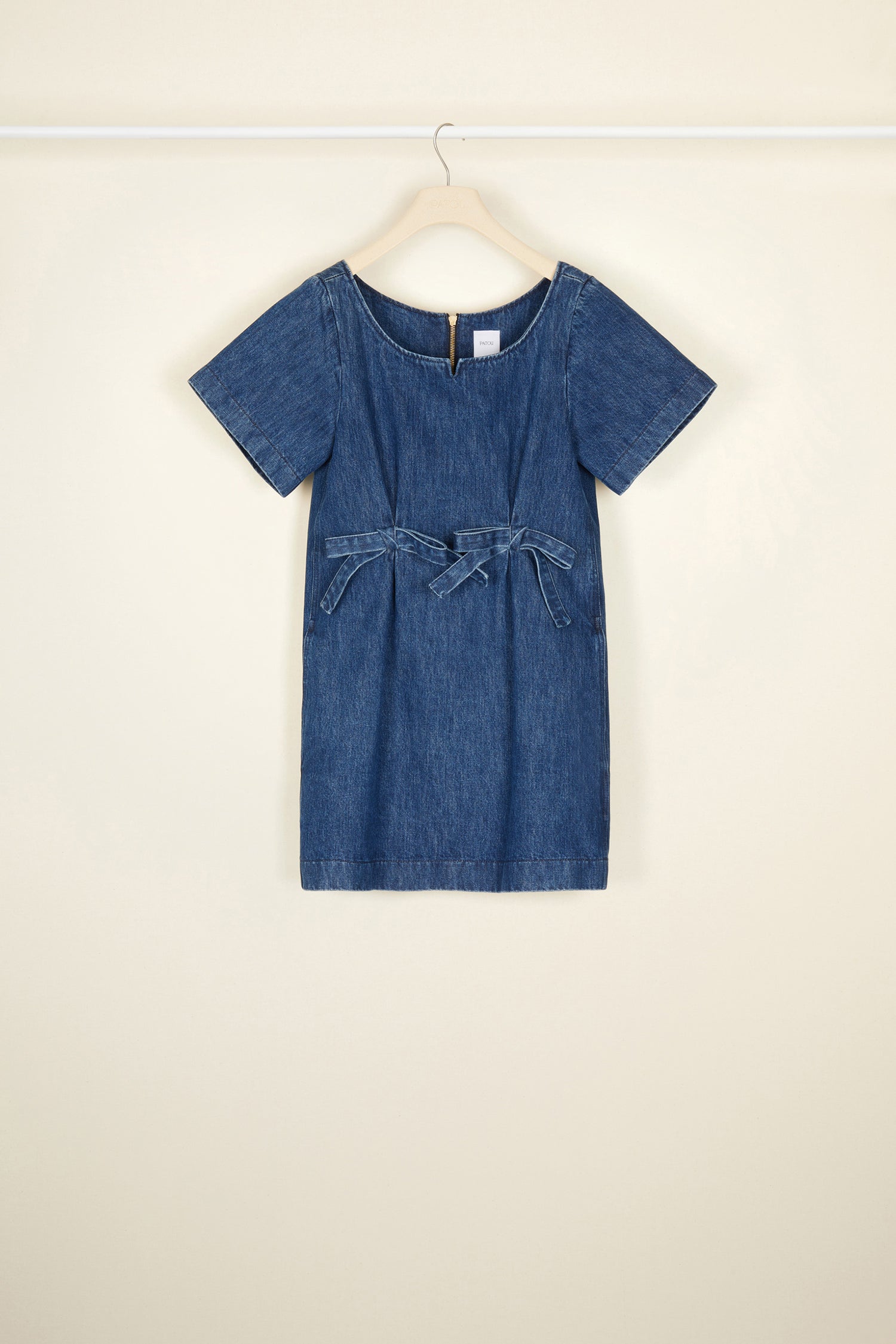 Patou A20DR0450008604D mini robe jean denim indigo nœud