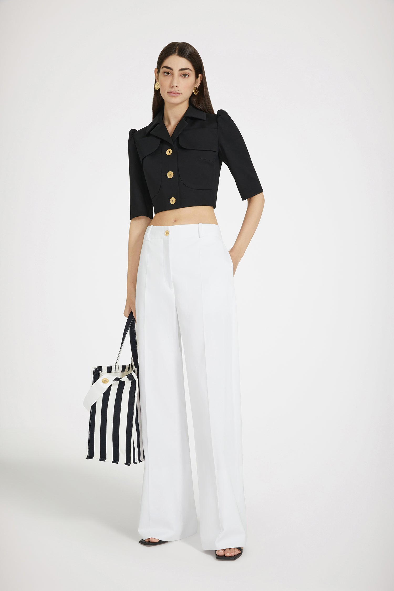 Patou JA039 veste cropped gabardine coton noir 38