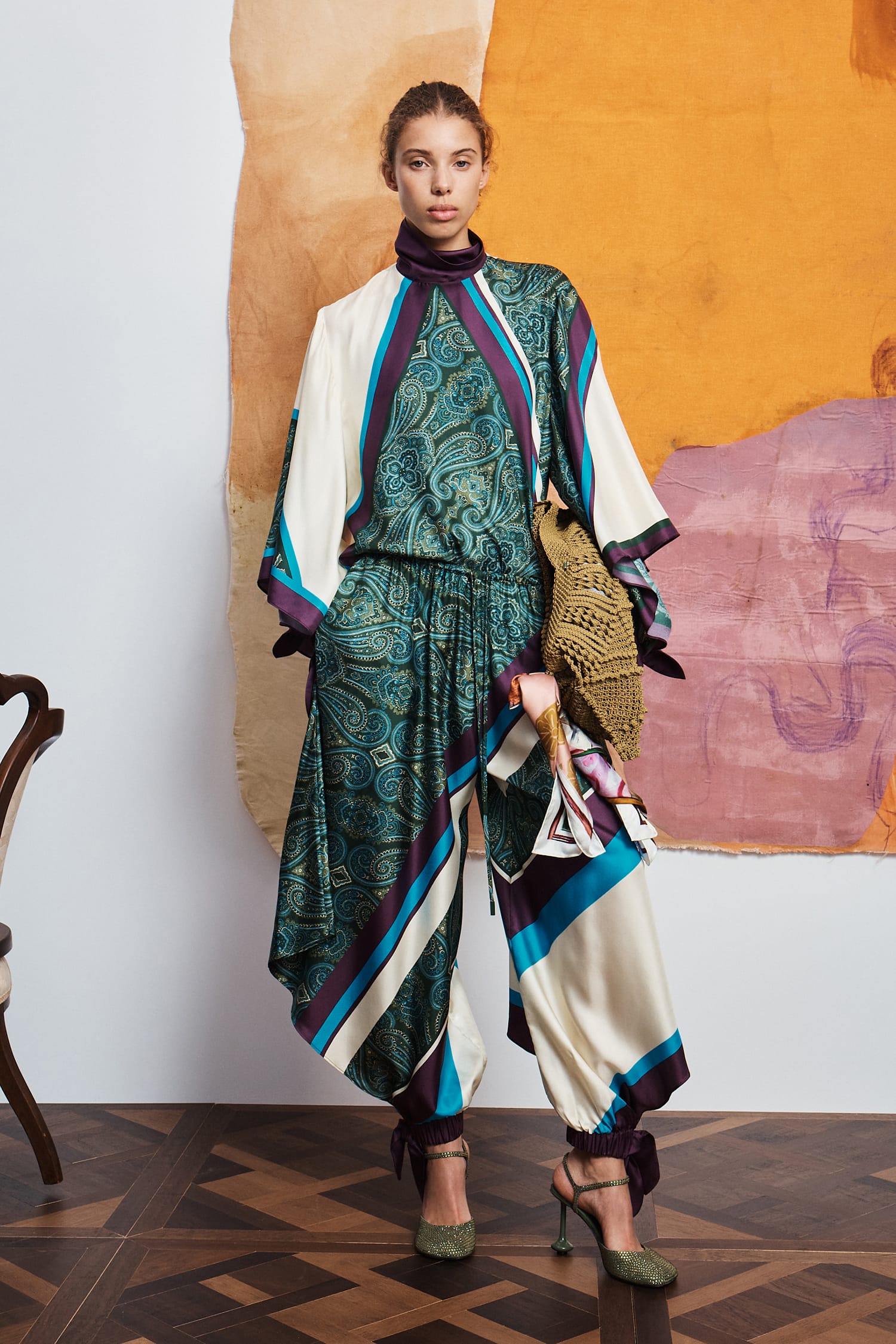Alemais Joni top soie imprimé paisley manches longues