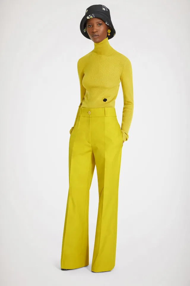 Patou H22TR0230124210A pantalon evase coton bio Absinthe