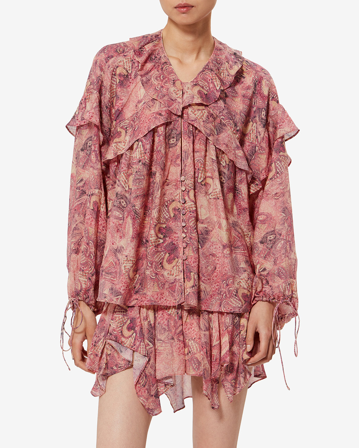 Isabel Marant Charis HT0908FA blouse soie rose imprimé
