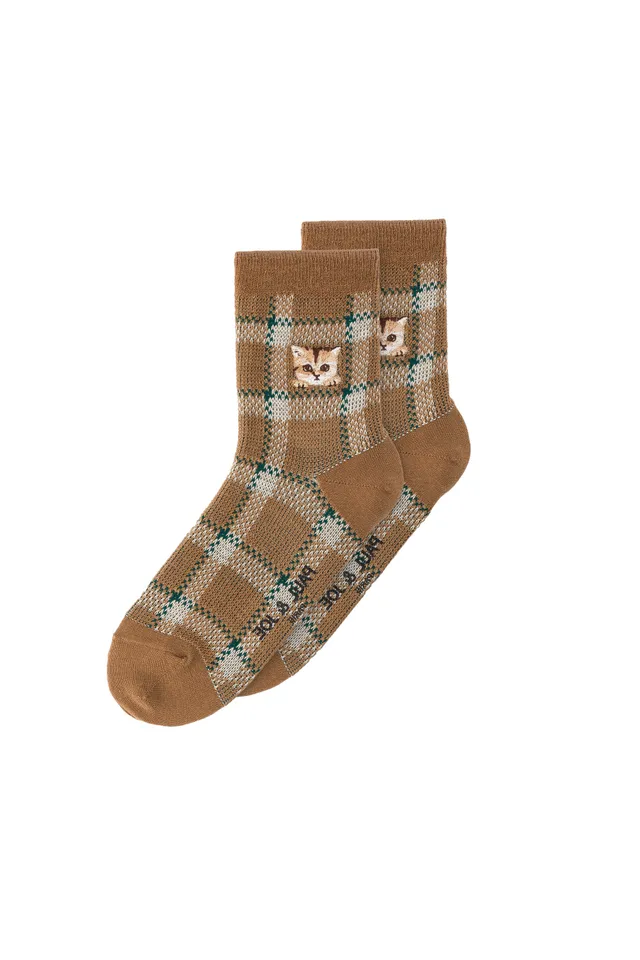 PAUL & JOE Nounette chaussettes basses Prince de Galles camel 36-39