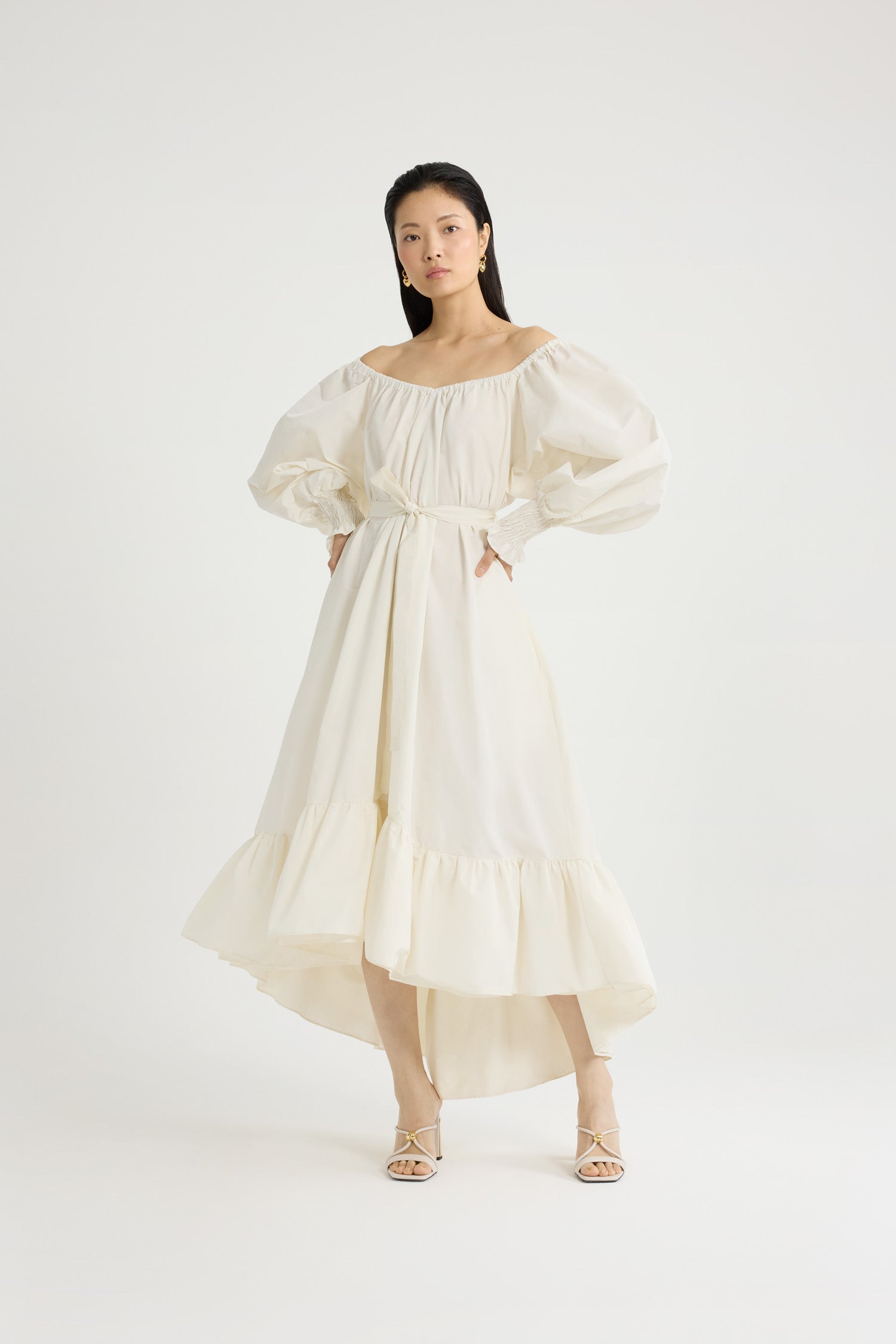 Patou E25DR1150011007W robe maxi ivoire faille recyclée
