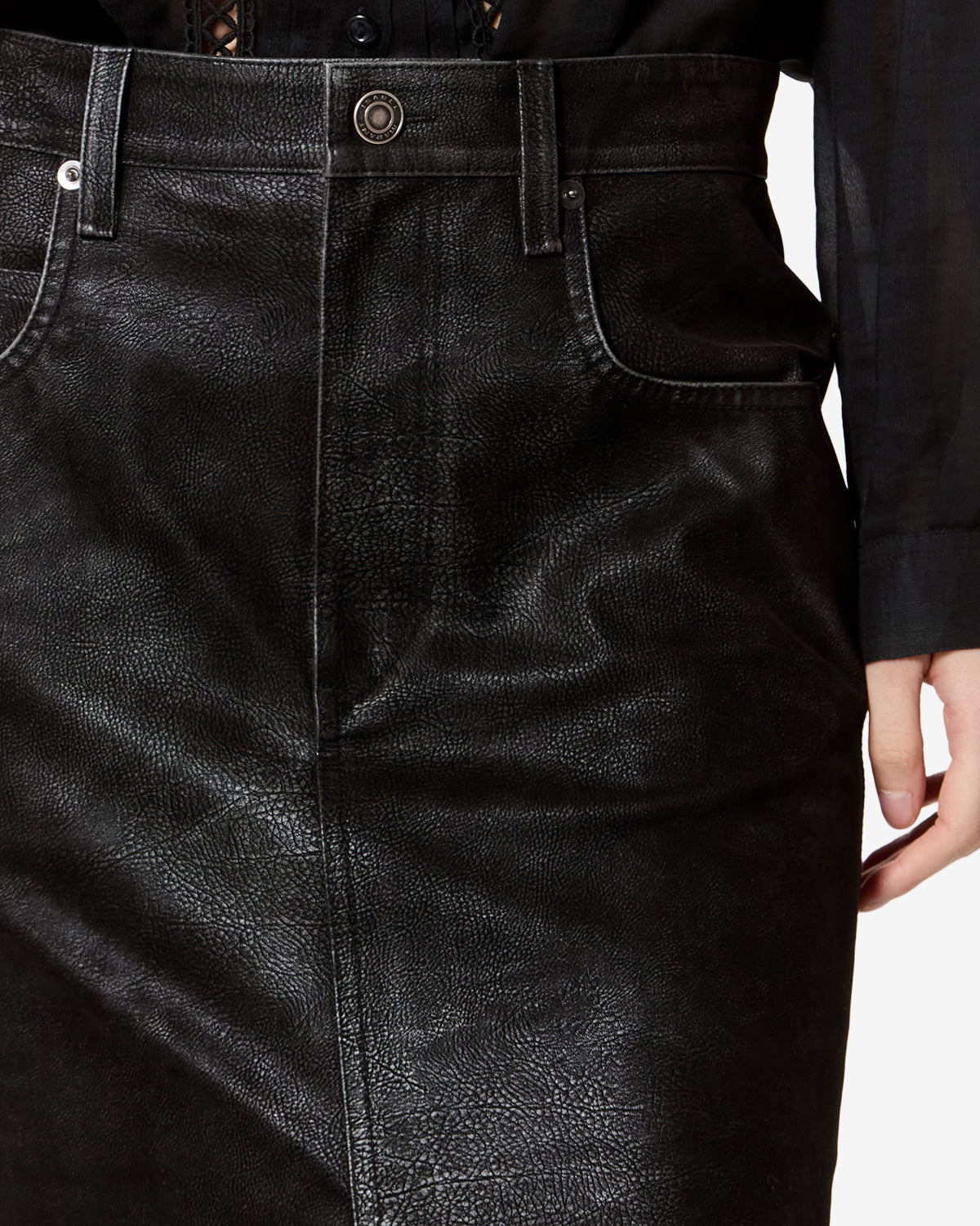 Isabel Marant Bisane JU0524FA jupe suédine noire mi-longue