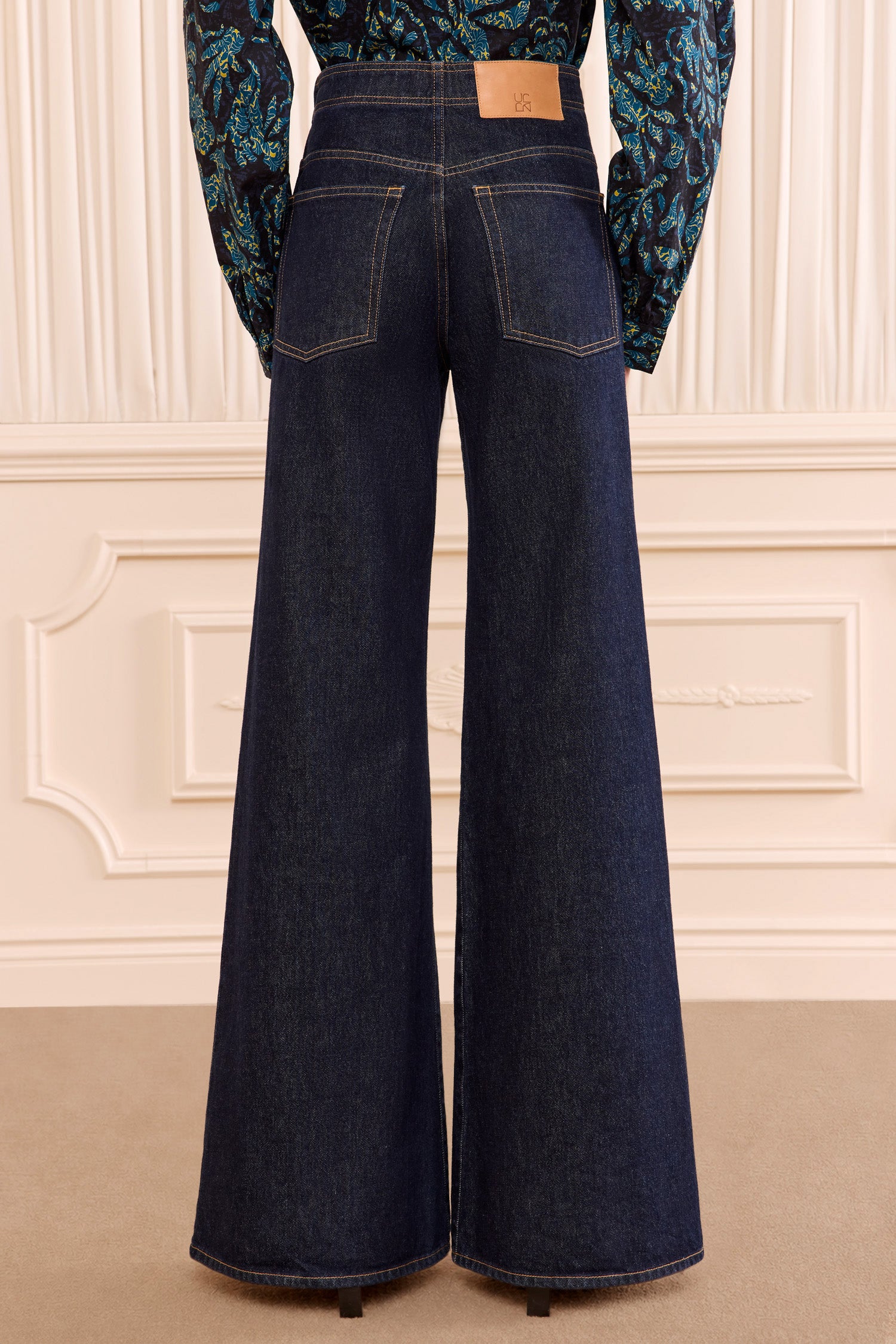 Ulla Johnson Bianca Wide Leg Seamed jean Tigris coton