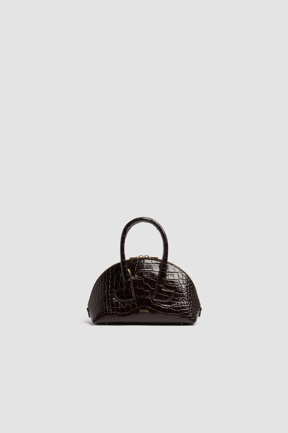 Patou BA019 Bowling Sac cuir croco Ebony Fumé TU