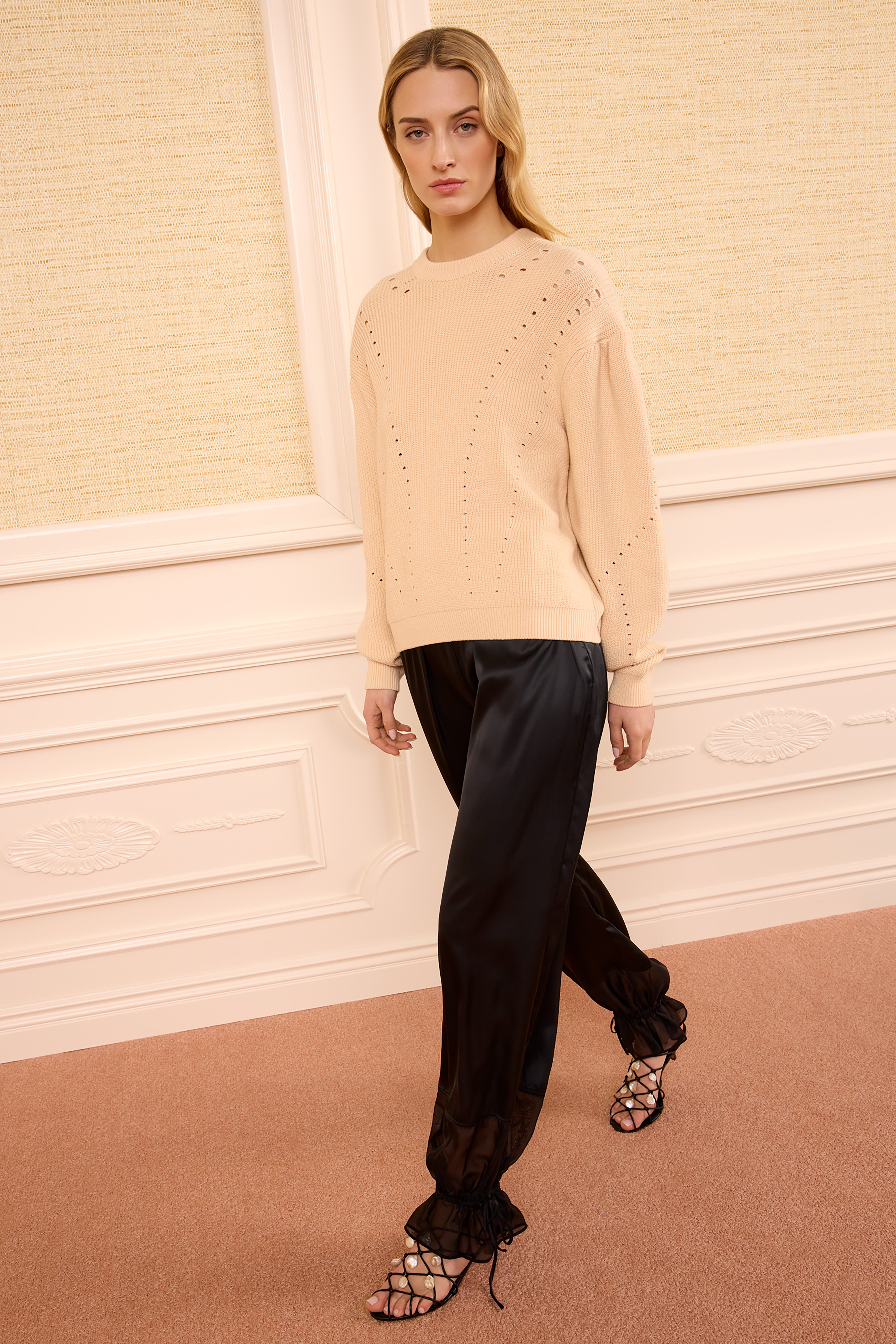 Ulla Johnson Illesa pull en coton rose blush