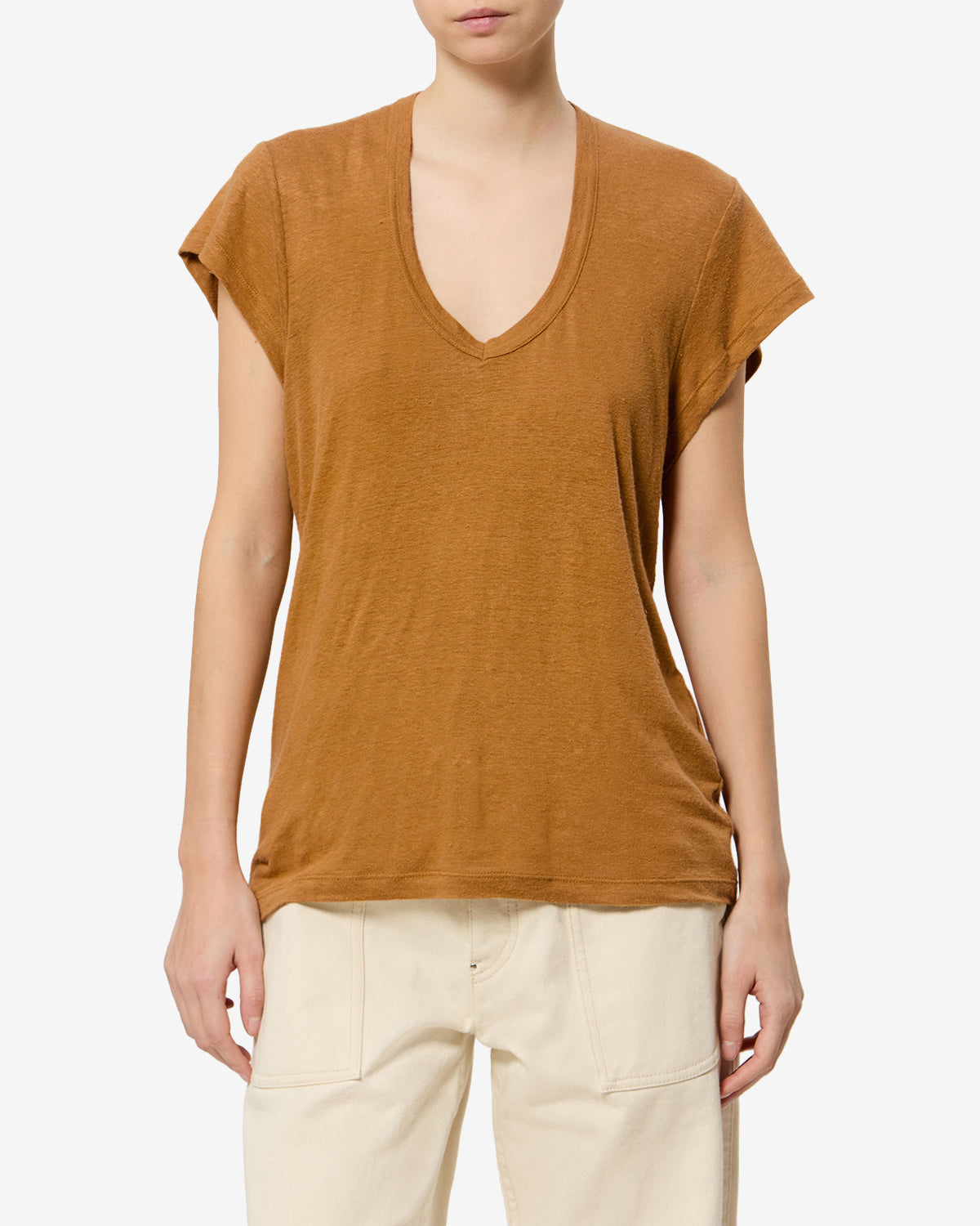 Isabel Marant Zankou TS0014FB t-shirt lin doré col V