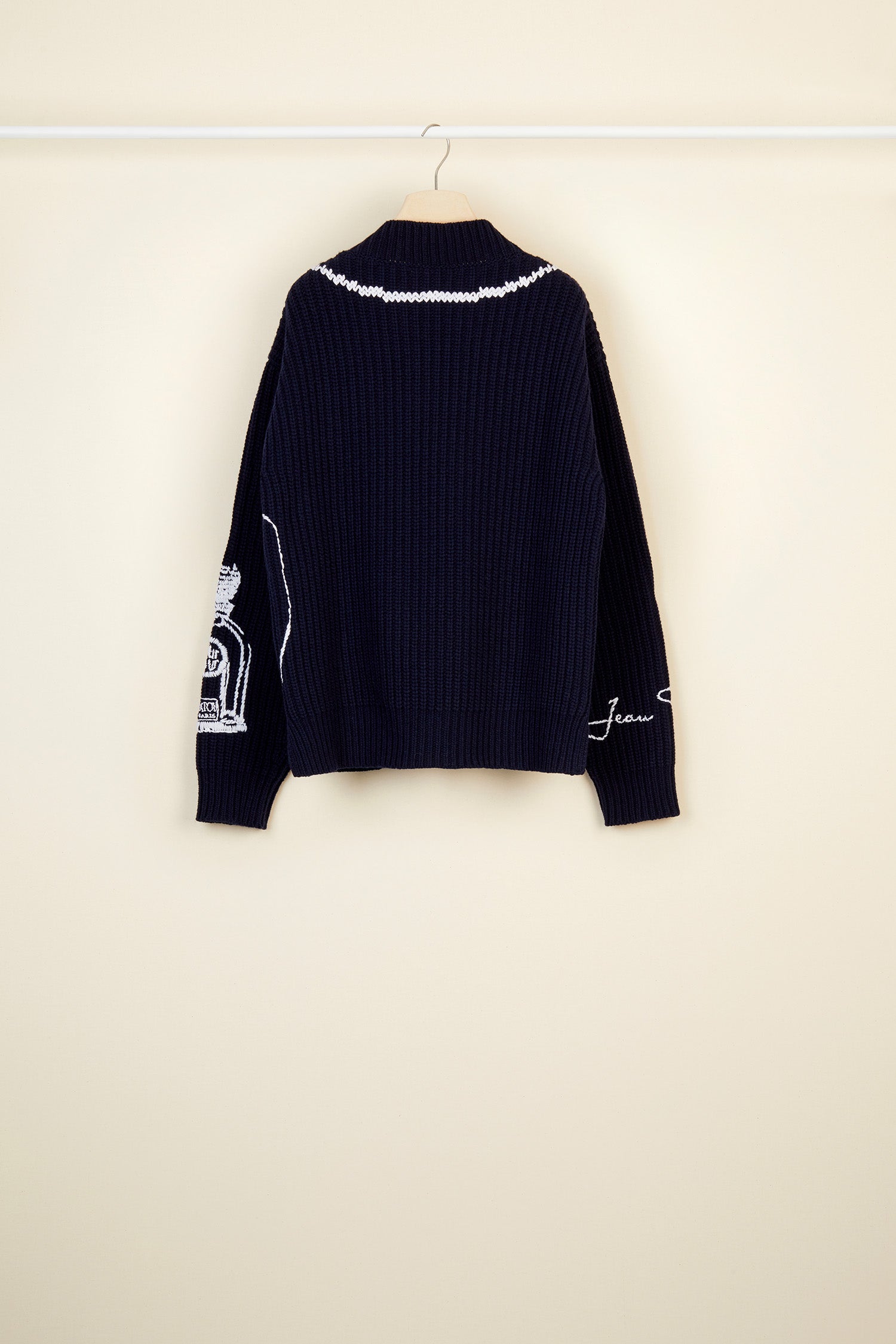 Patou Knitwear KN009 pull laine mérinos bleu marine oversize