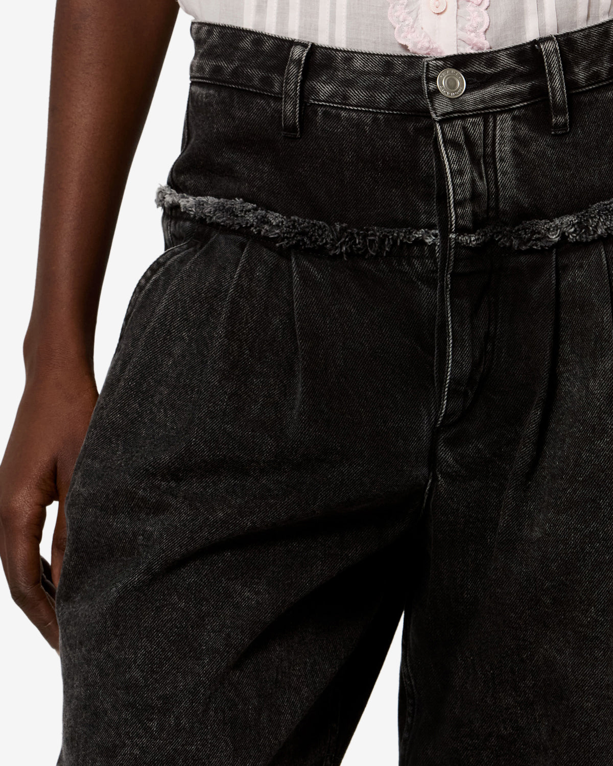 Isabel Marant Iniza jean large noir délavé coton