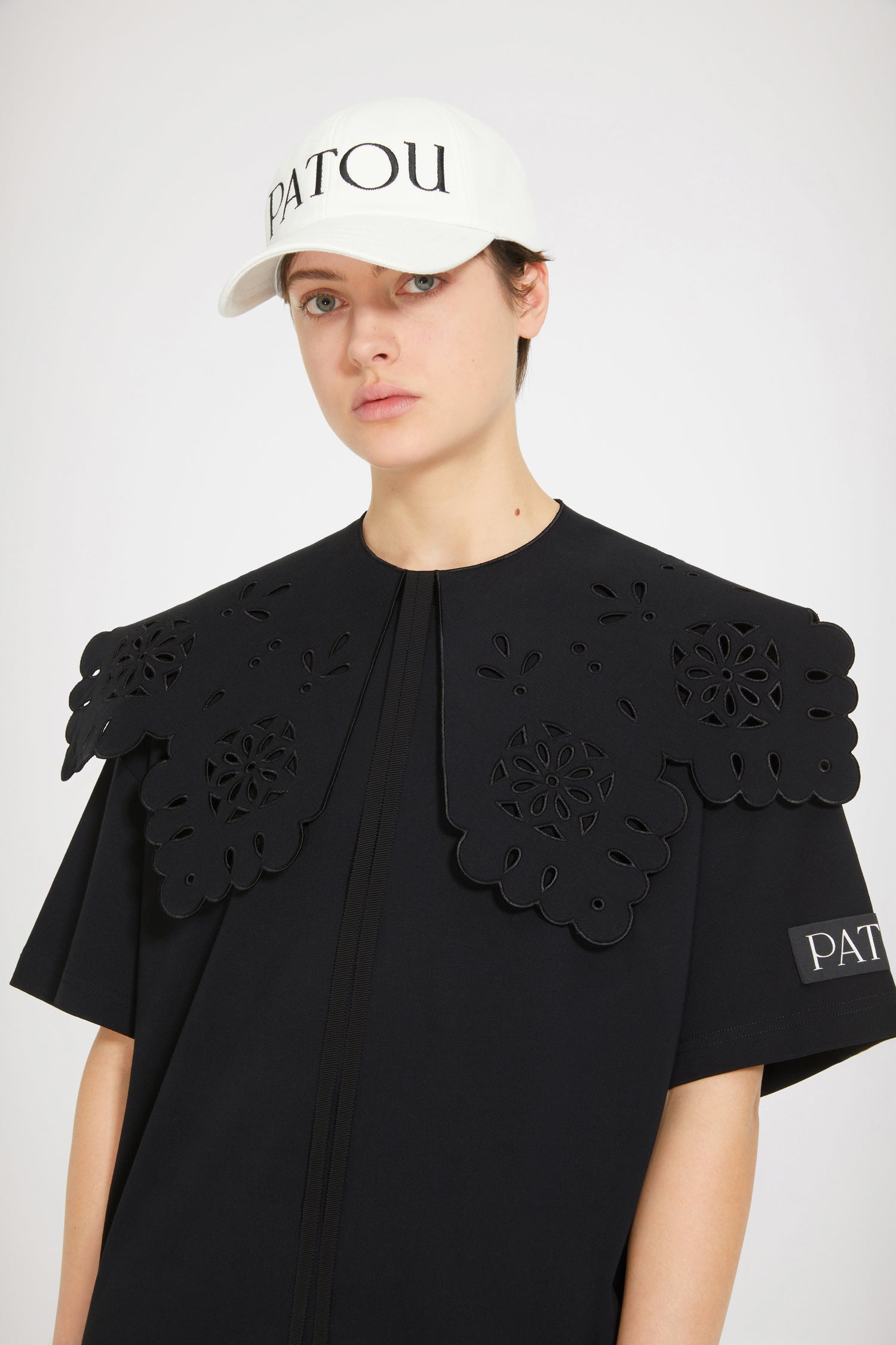 Patou robe t-shirt JE057 coton bio col amovible noire