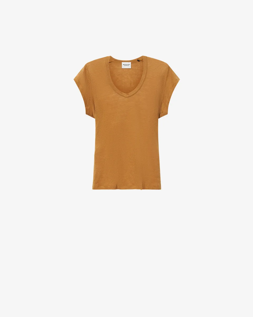 Isabel Marant Zankou TS0014FB t-shirt lin doré col V